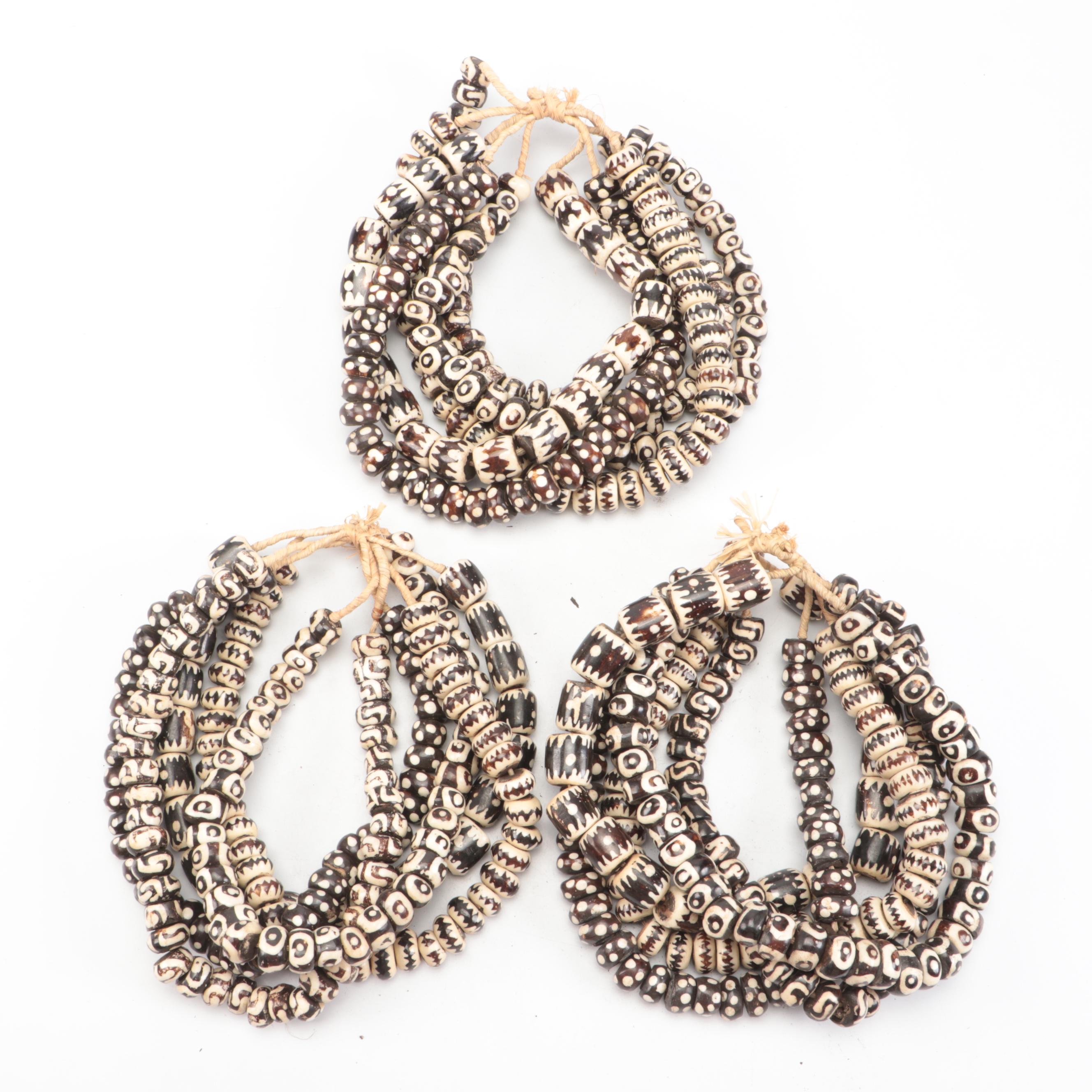 African Batik Bone Beads