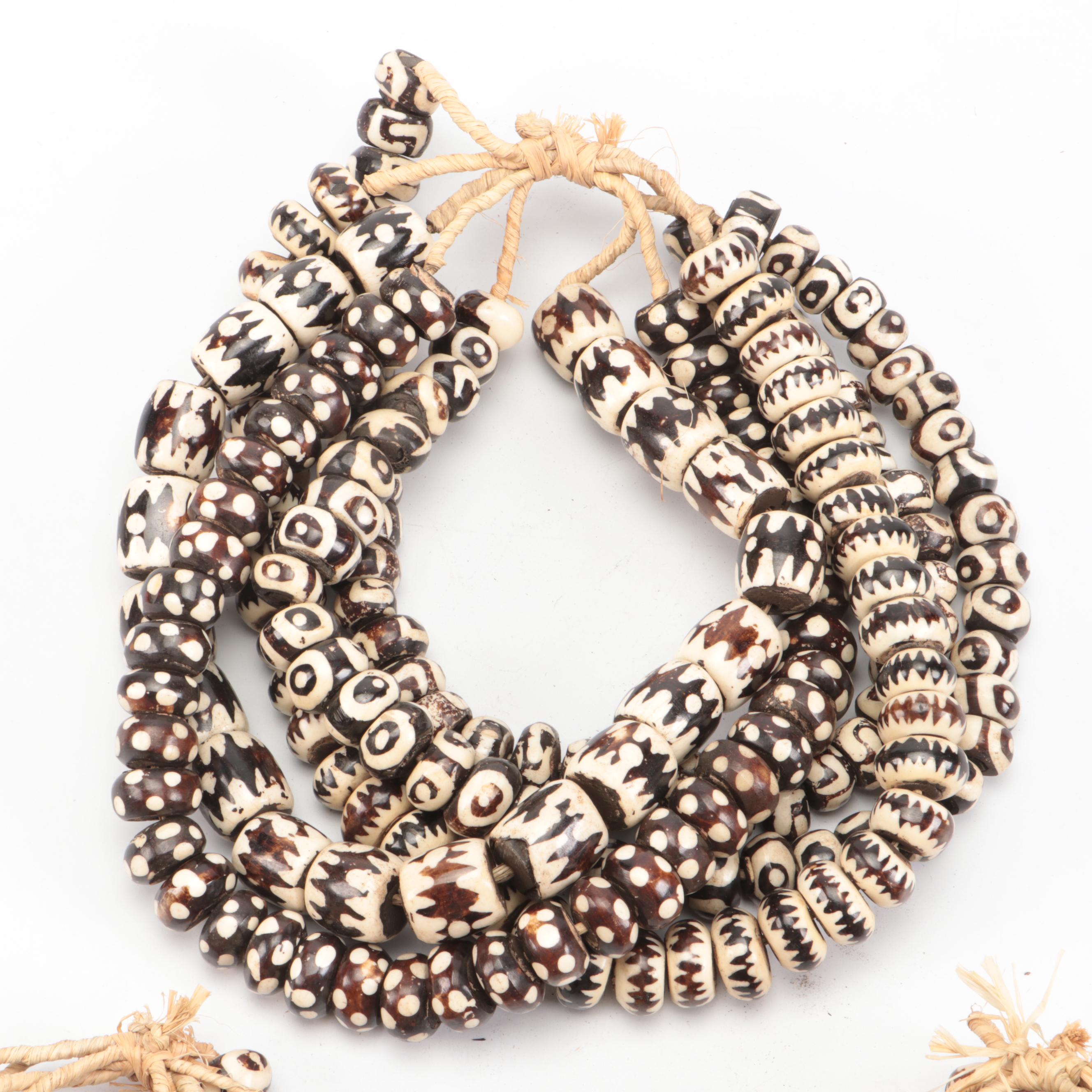African Batik Bone Beads