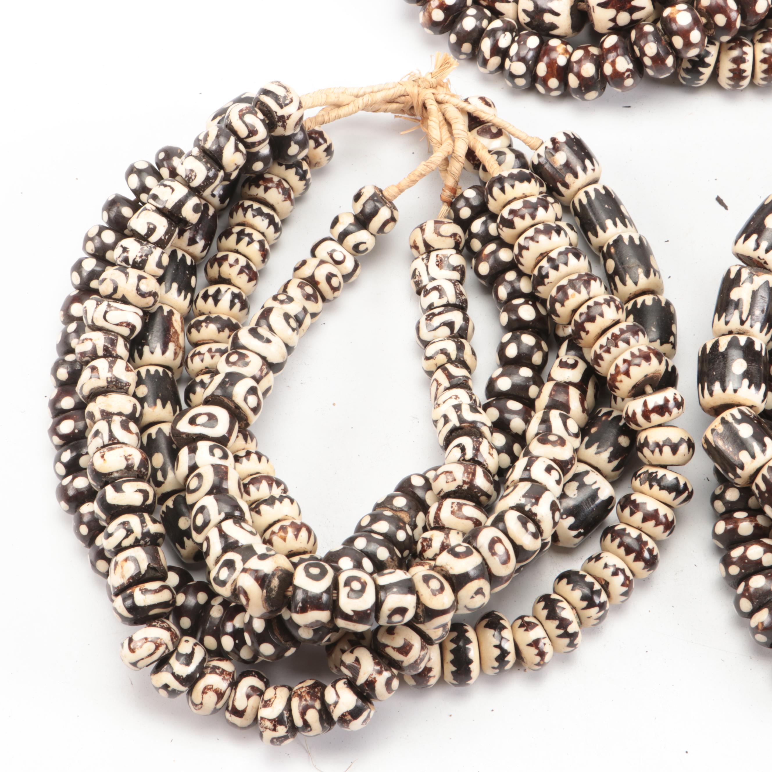 African Batik Bone Beads