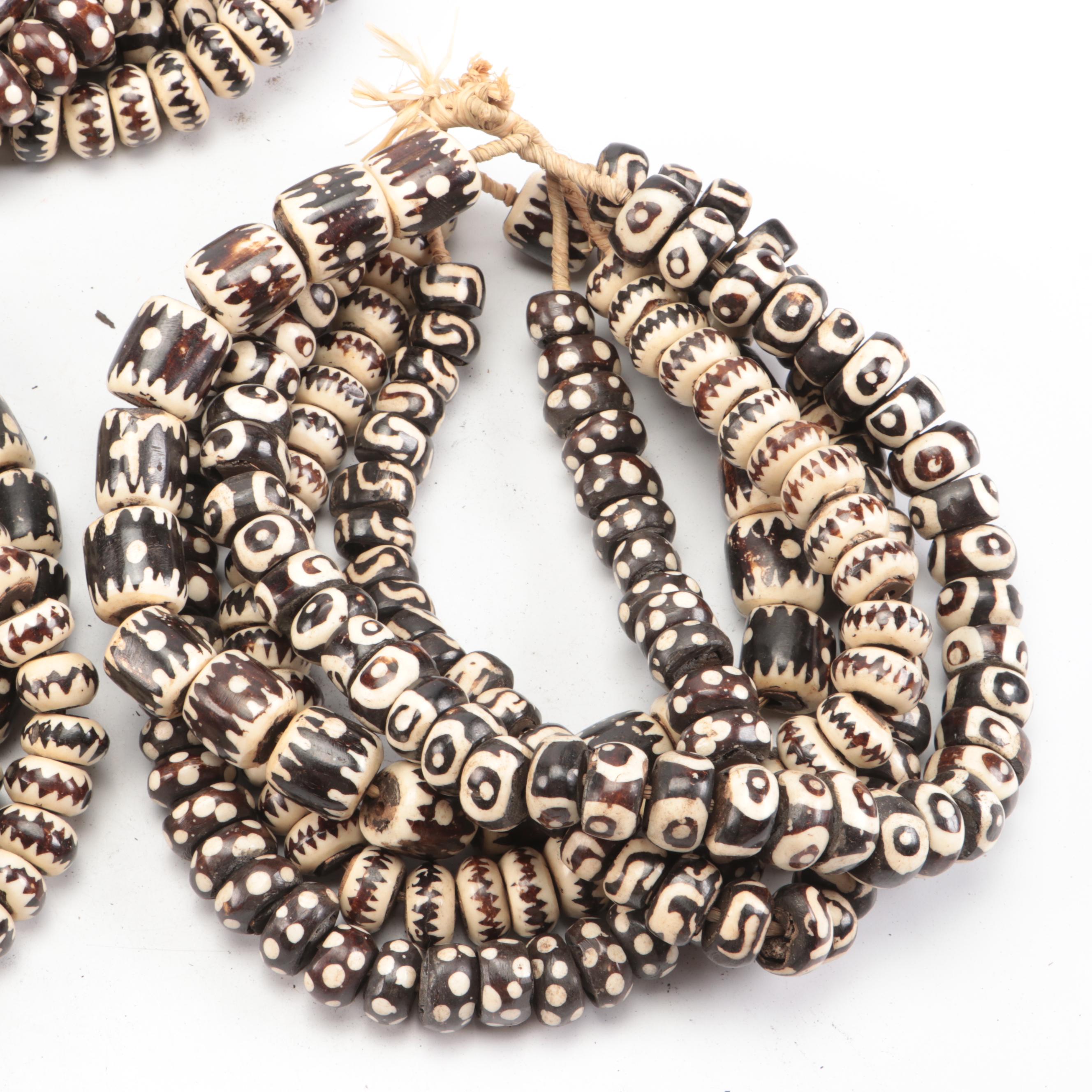 African Batik Bone Beads