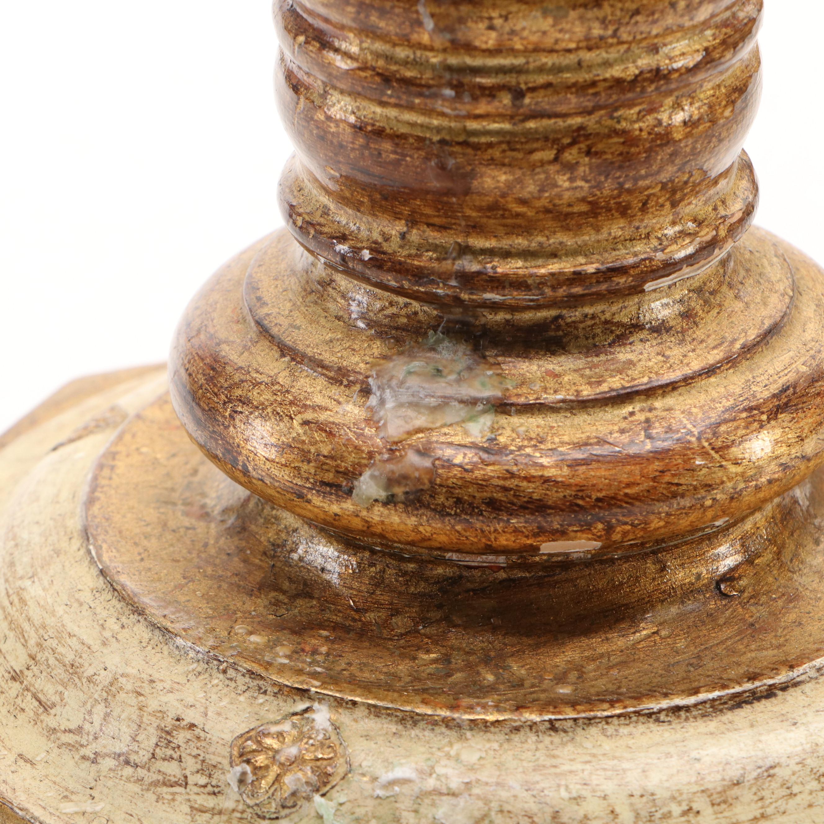 Pair of Florentine Doric Column Shaped Candlesticks, Mid to Late 20th Century