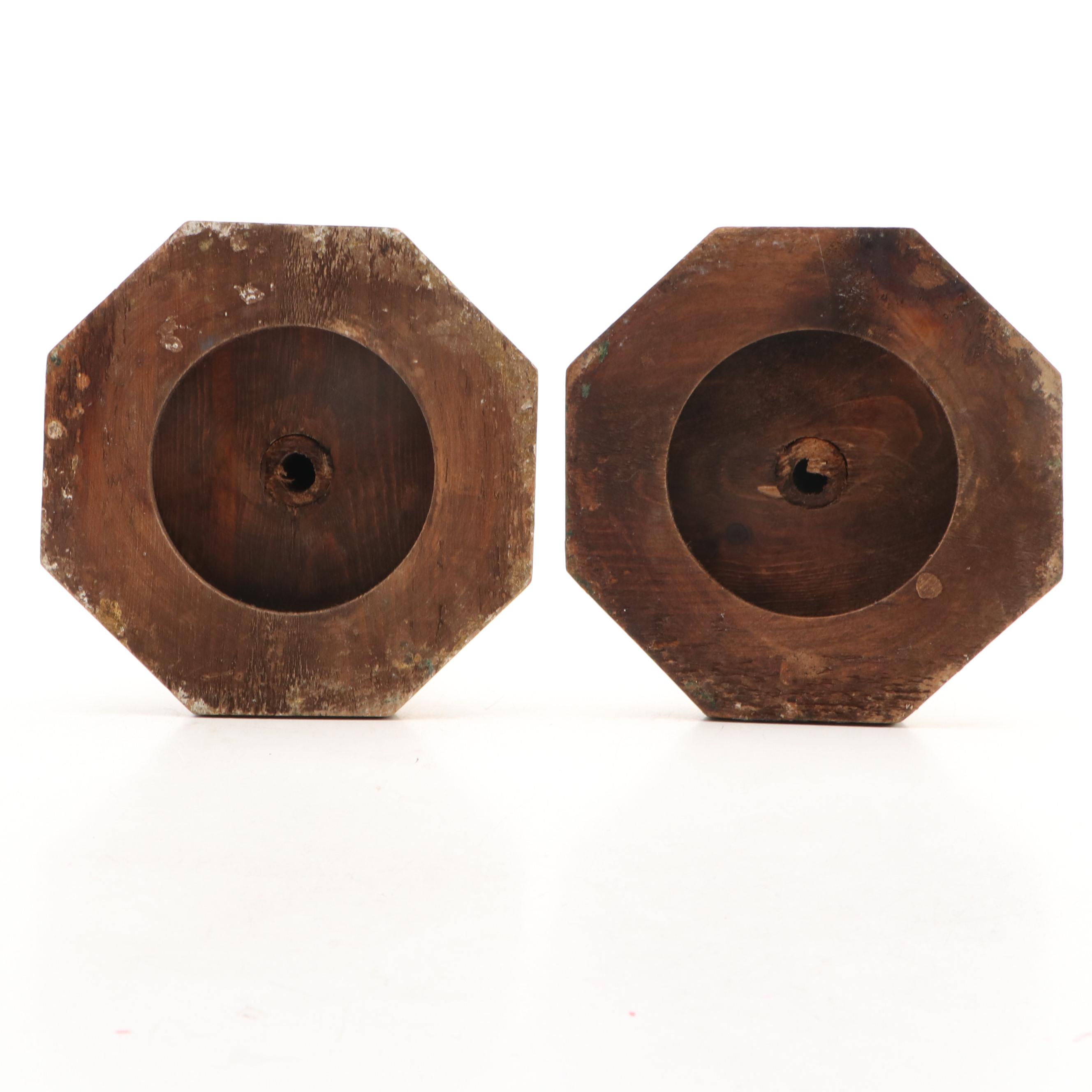 Pair of Florentine Doric Column Shaped Candlesticks, Mid to Late 20th Century