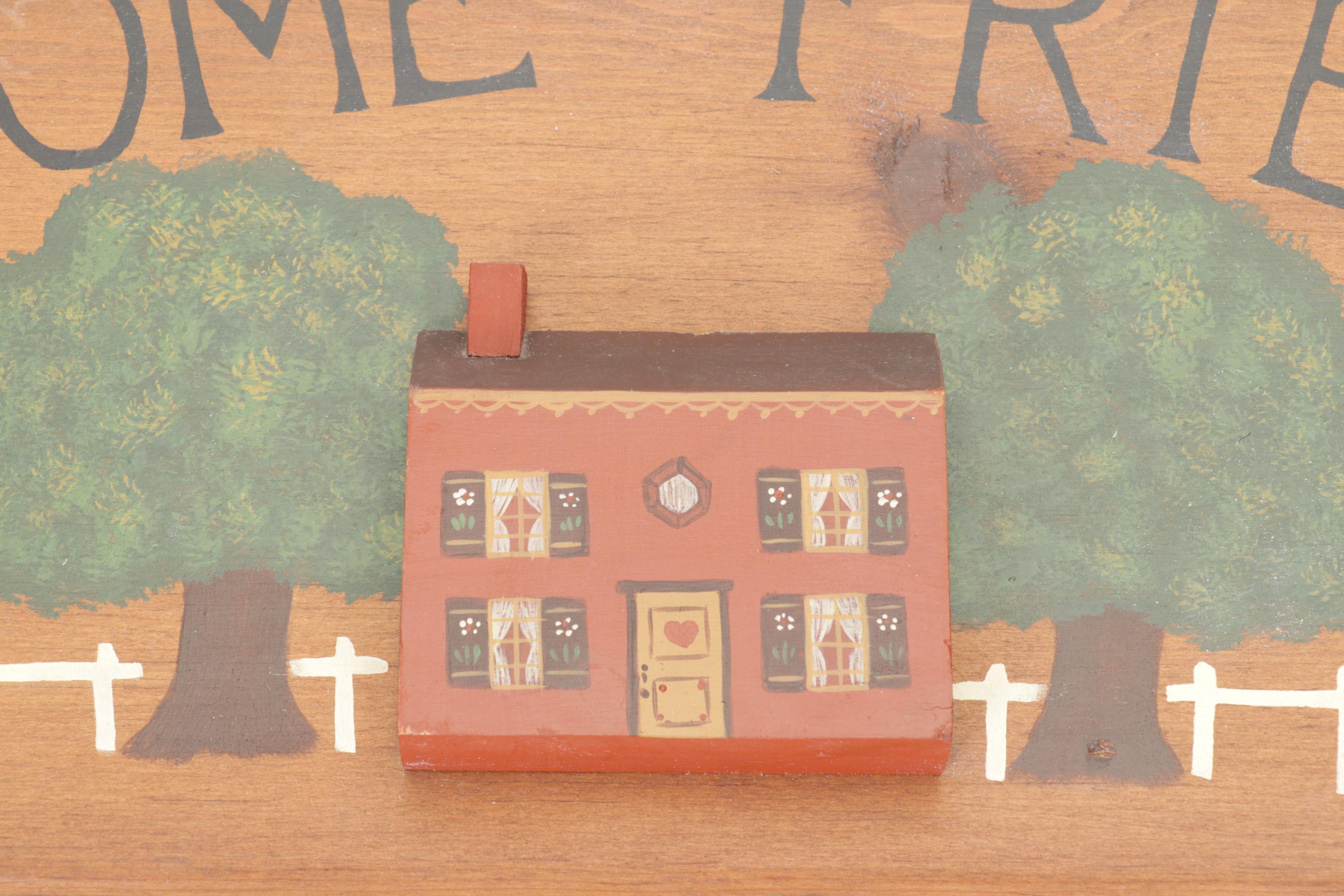 "Welcome Friends" Hand Painted Wall Plaque with "Live Laugh Love" Wall Hanging