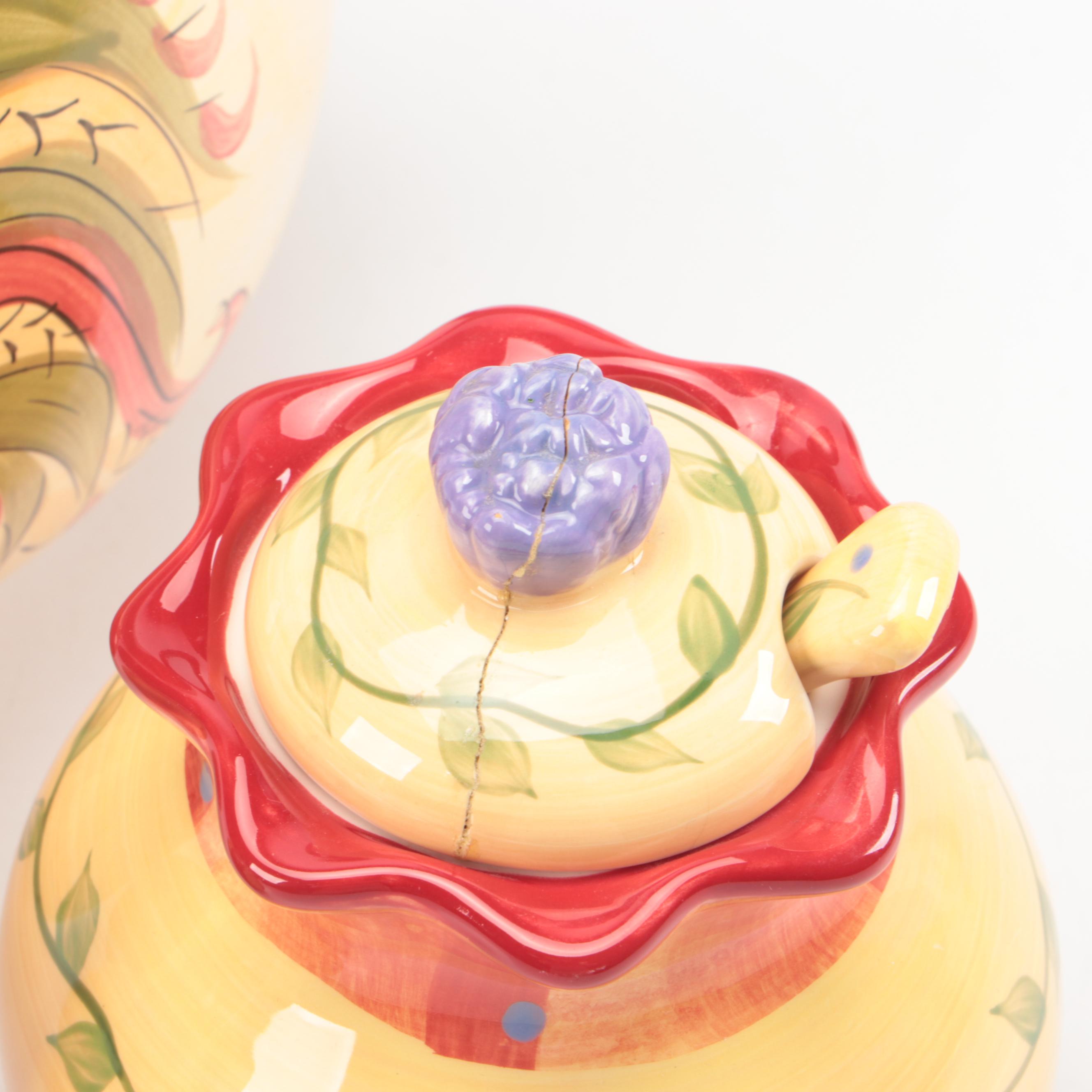 Pfaltzgraff Stoneware Creamer, Sugar Bowl, and Tray with HD Designs Pitcher