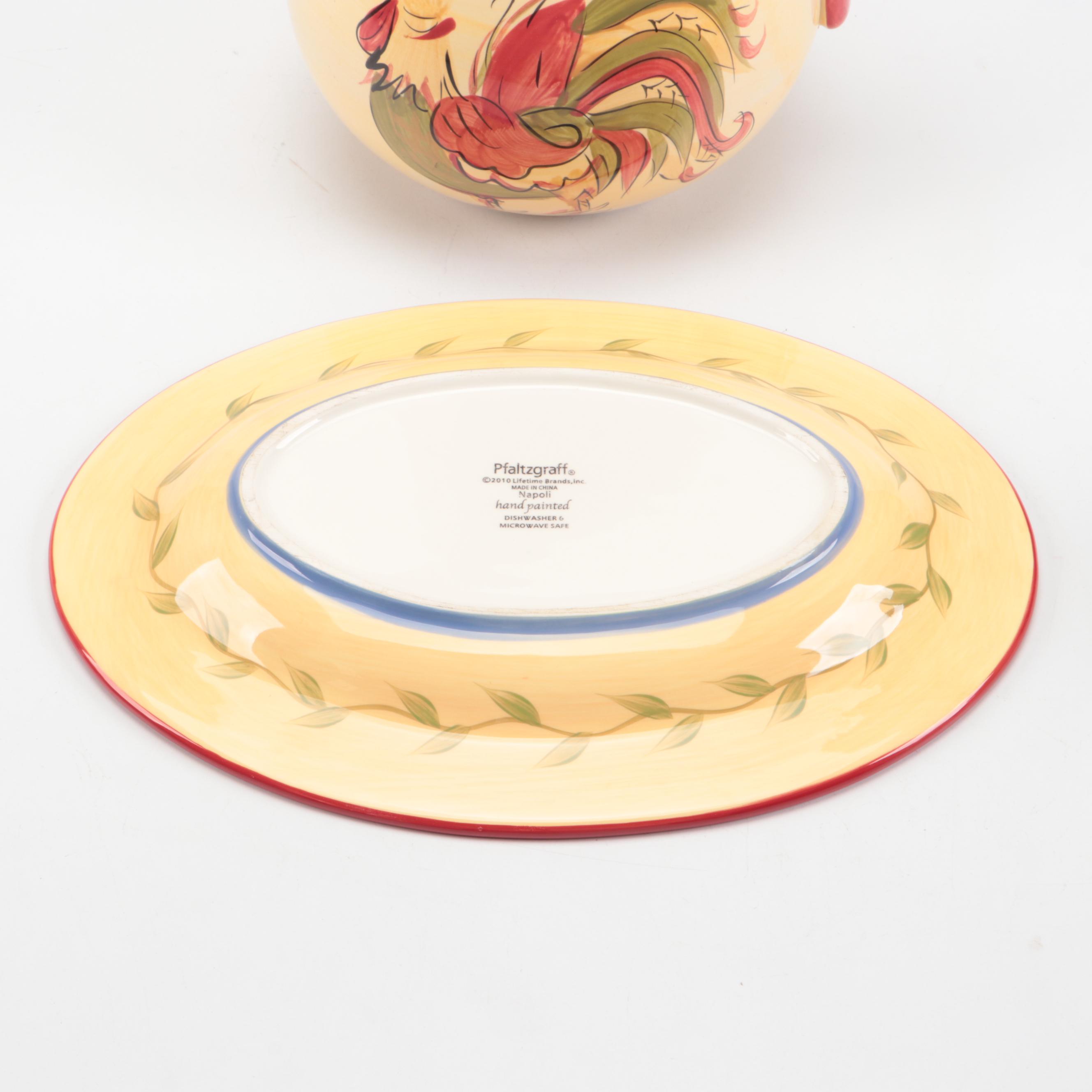 Pfaltzgraff Stoneware Creamer, Sugar Bowl, and Tray with HD Designs Pitcher