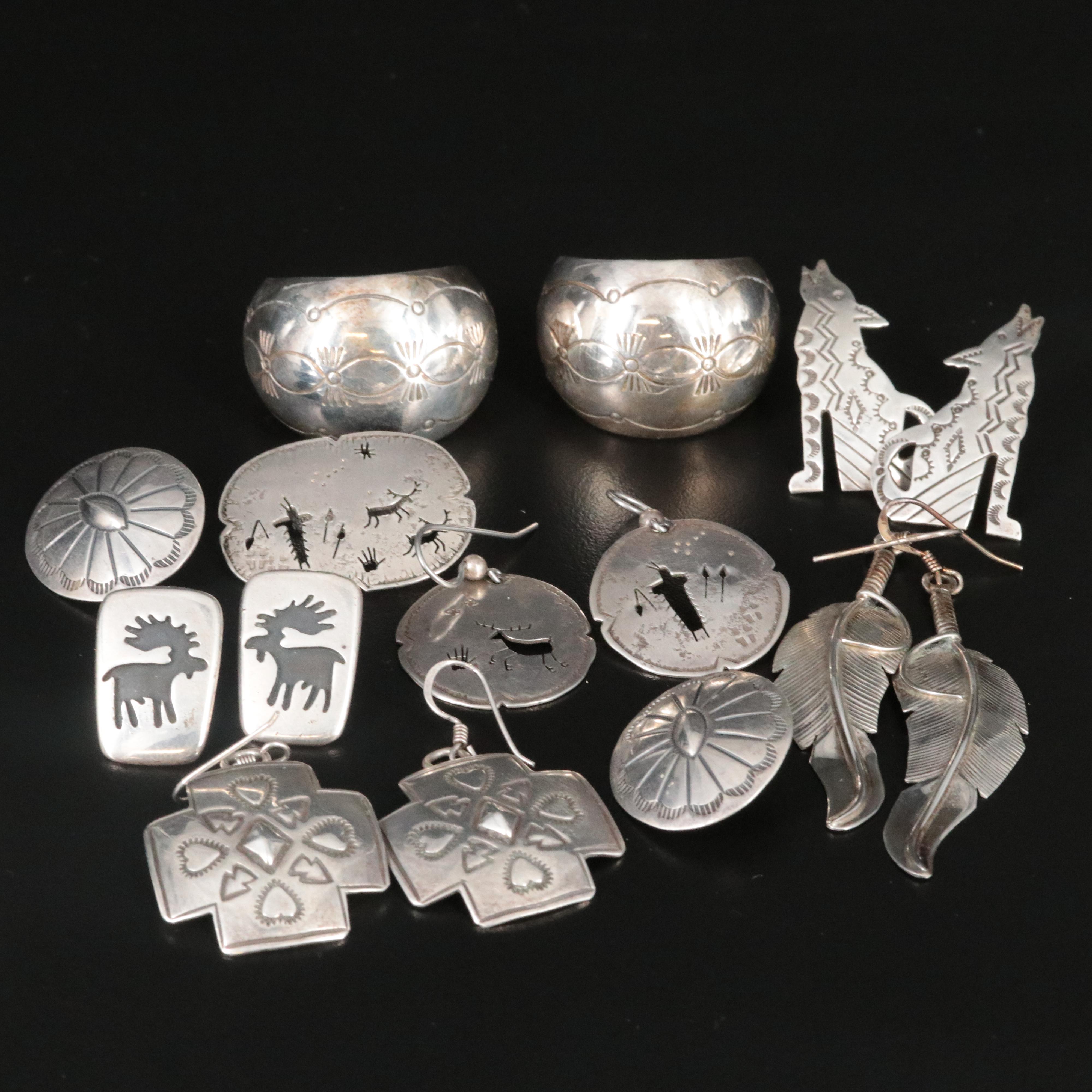 Sterling Southwestern Earring and Brooch Collection