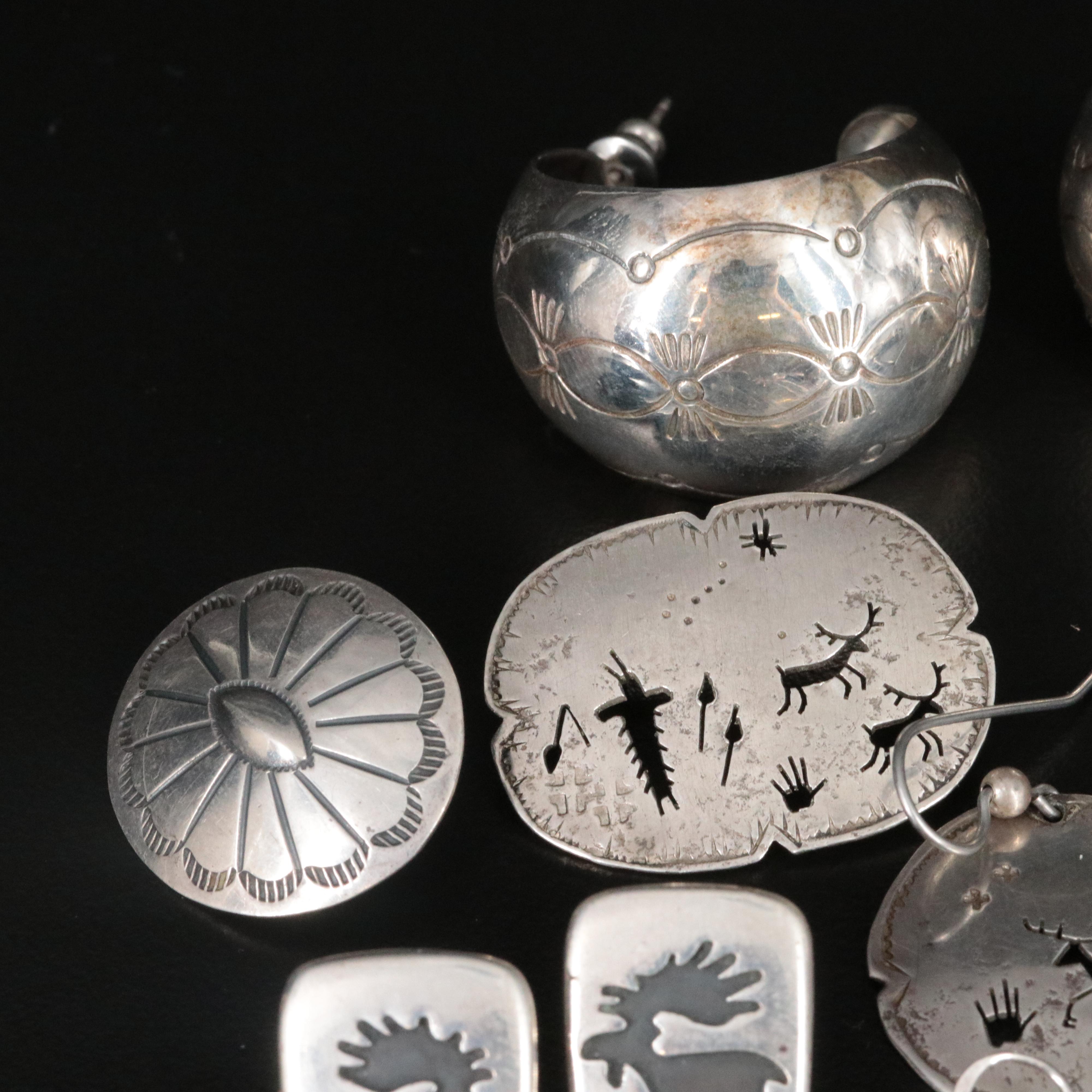 Sterling Southwestern Earring and Brooch Collection