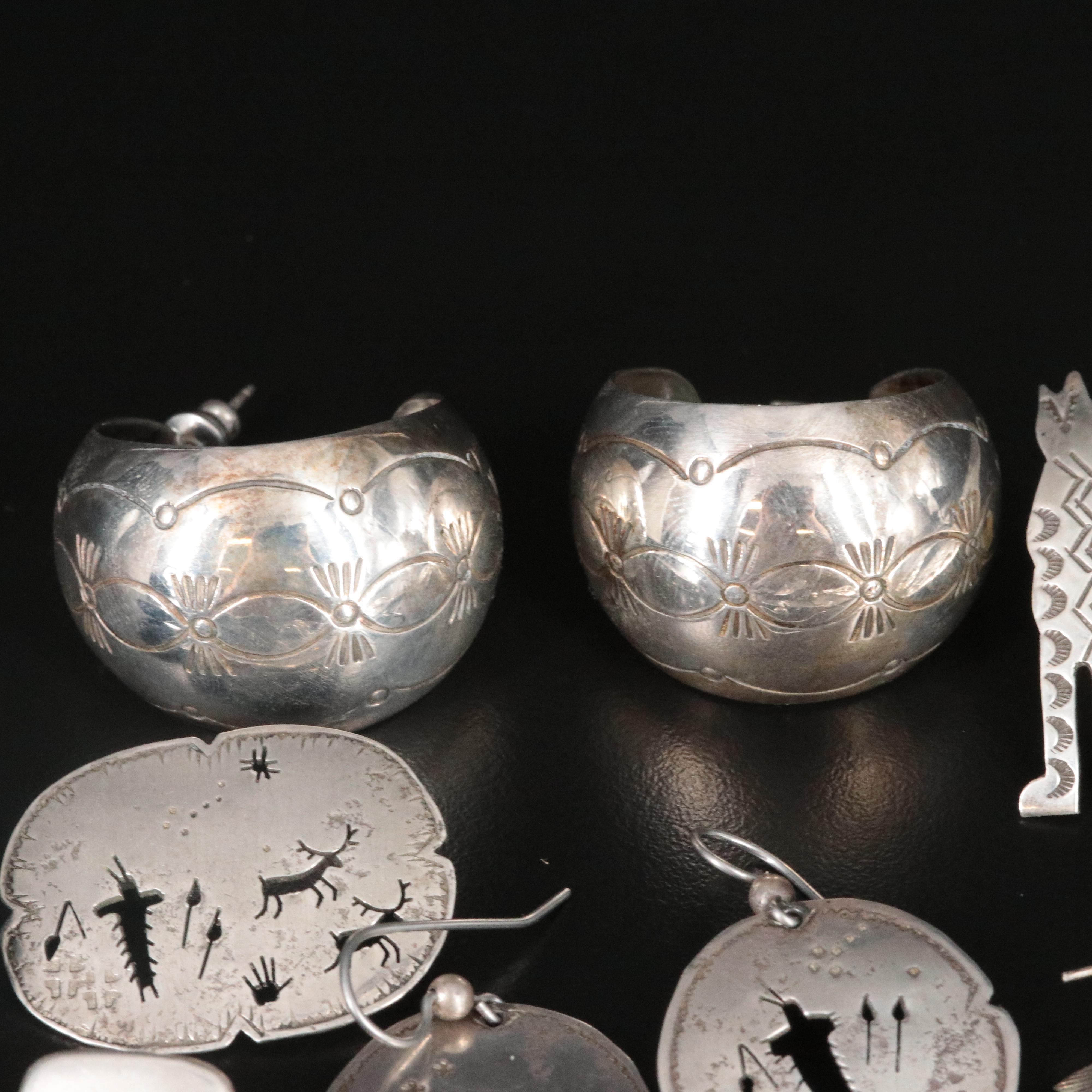 Sterling Southwestern Earring and Brooch Collection