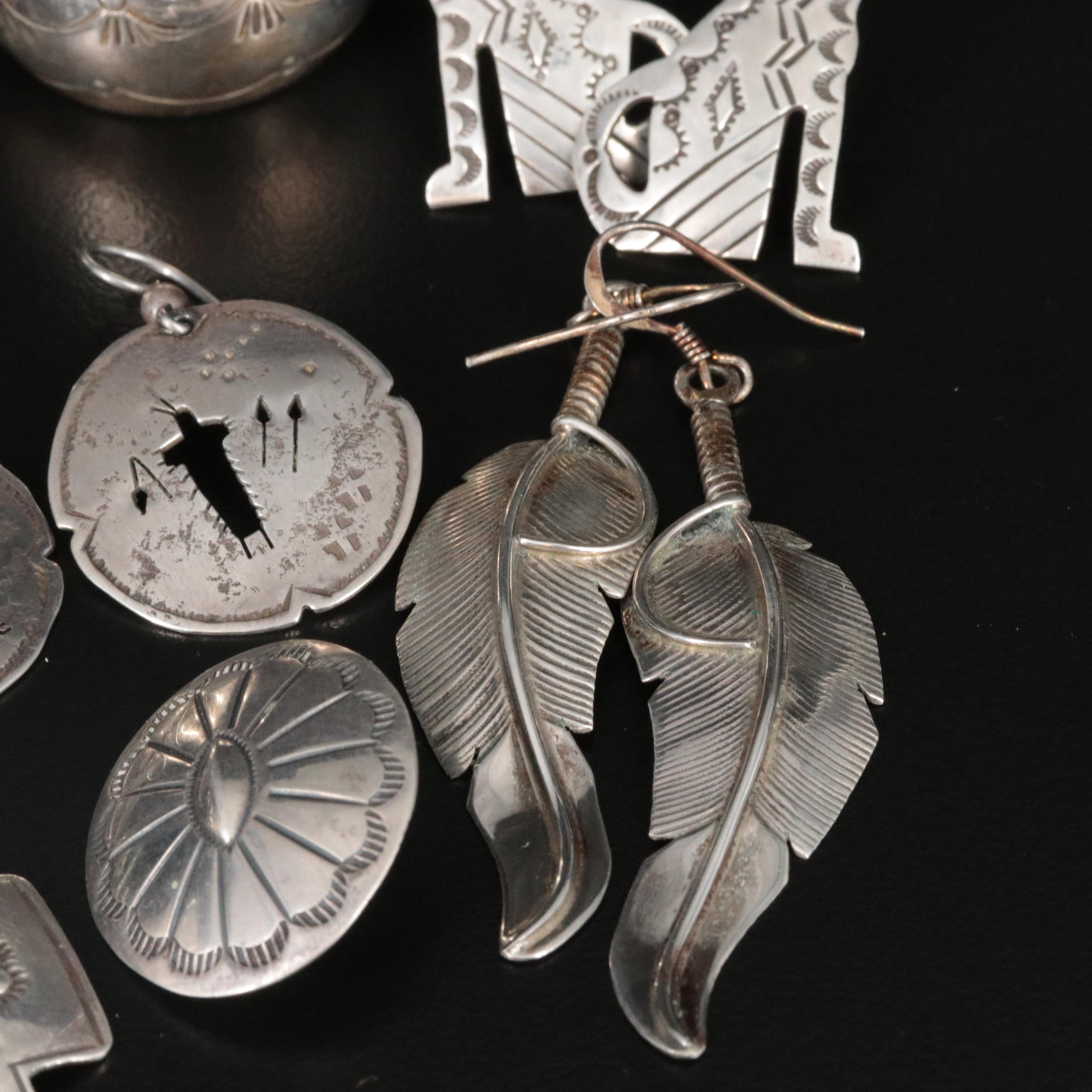 Sterling Southwestern Earring and Brooch Collection