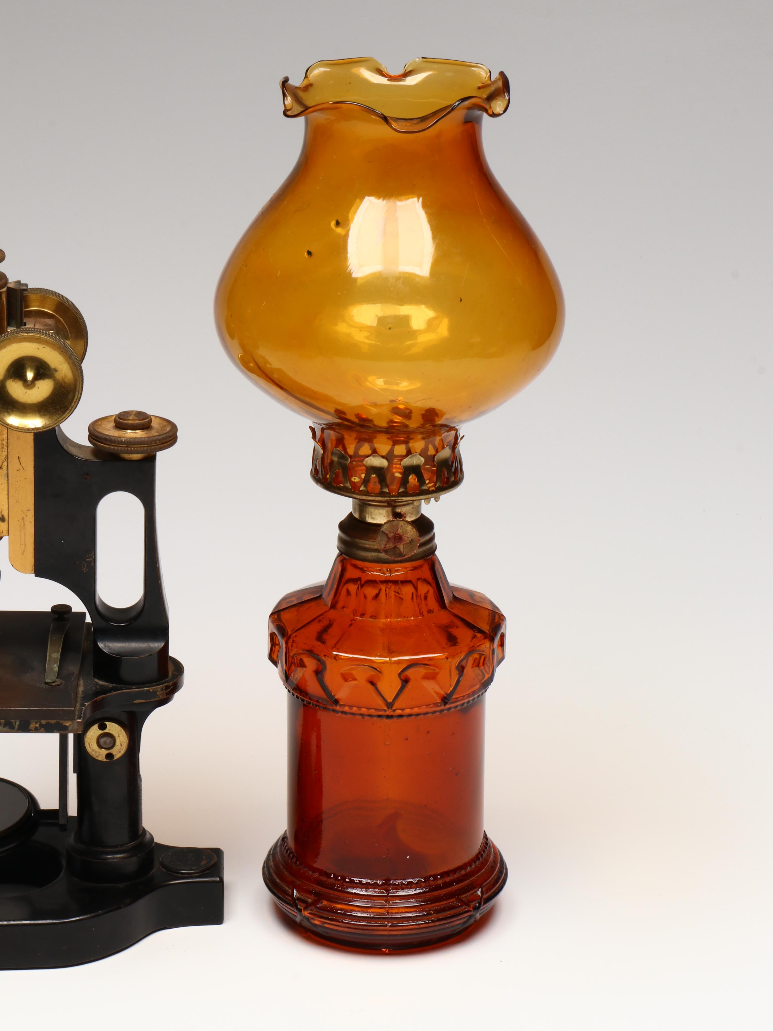 Bausch & Lomb Microscope, Chevalier Opticien, and Other Antiques, Early 20th C.