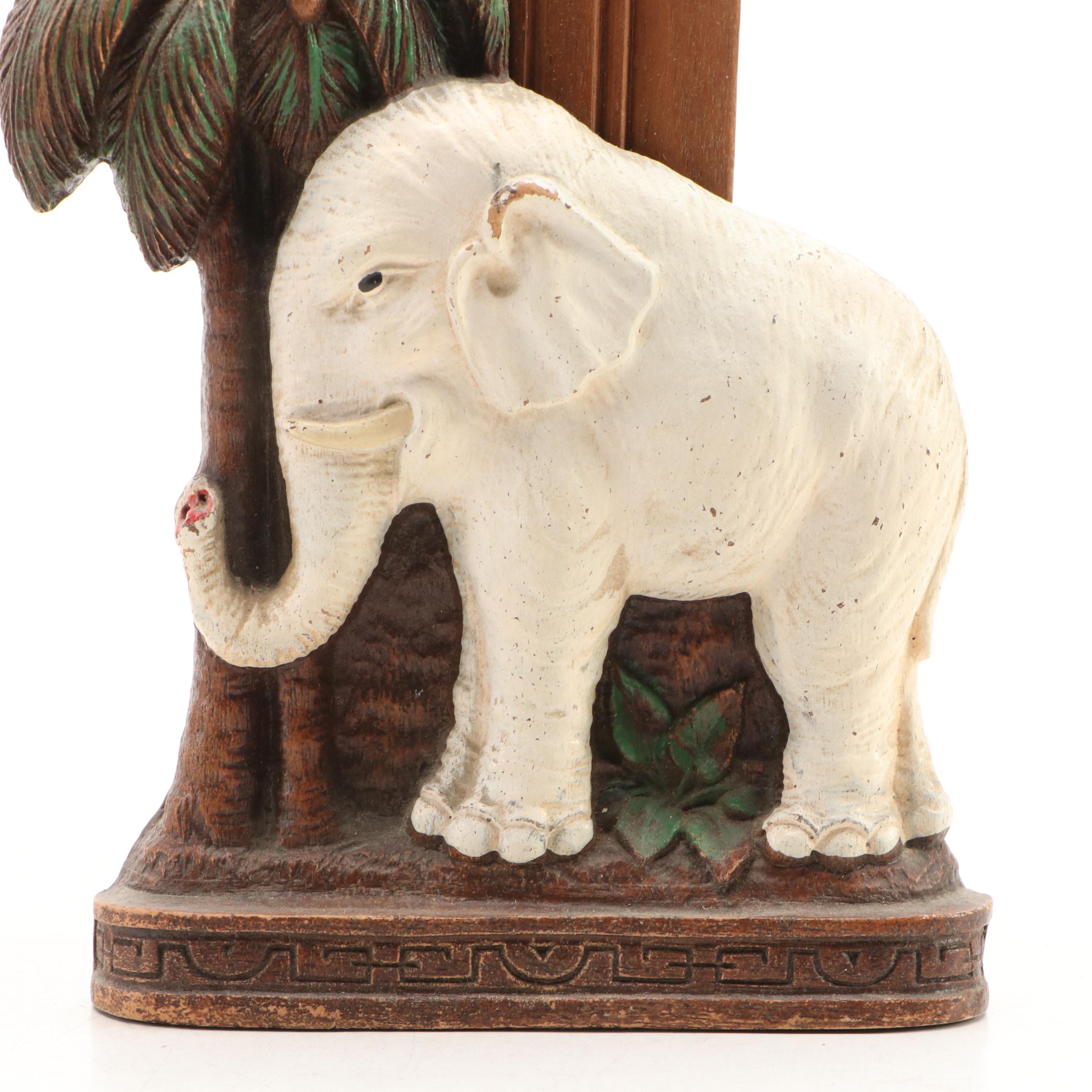 Elephant Kissii Stone Bookends with Figurines and Clothes Brush Holder