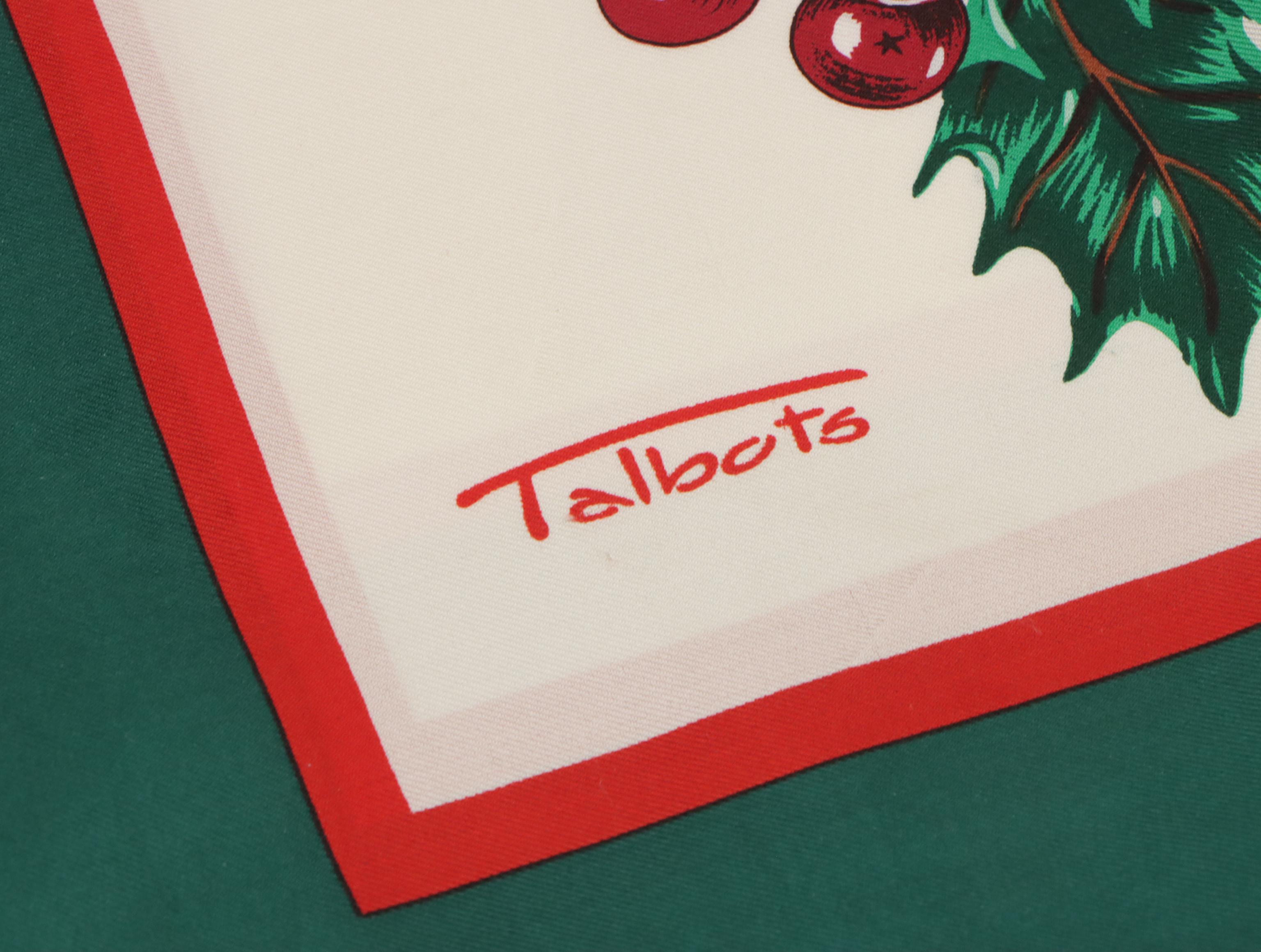 Talbots Red Plaid Cashmere Fringe Scarf and Silk Wreath Print Scarf, More