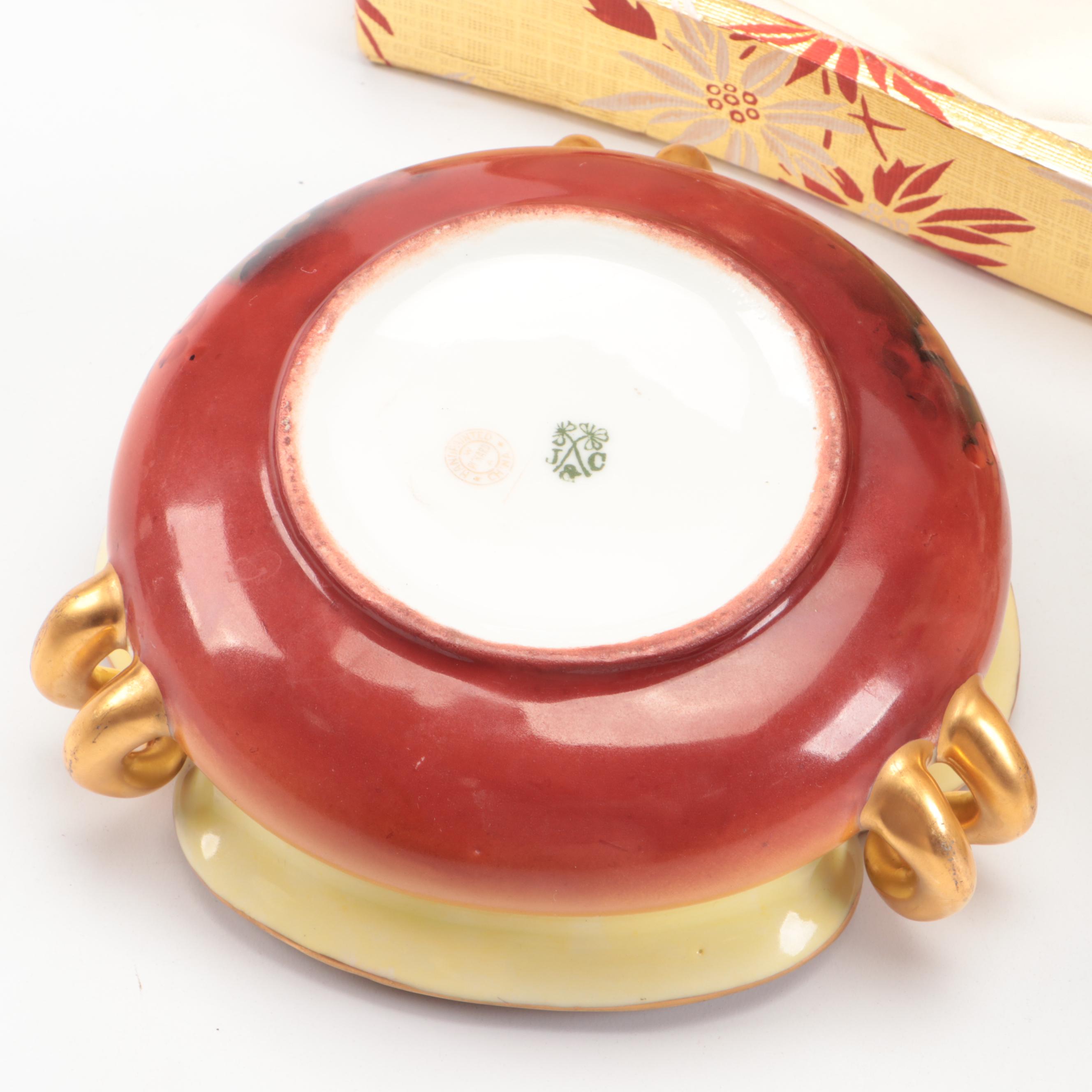 Belleek and Limoges Porcelainware, Gilt Hair Brush, Vanity Boxes and Frames