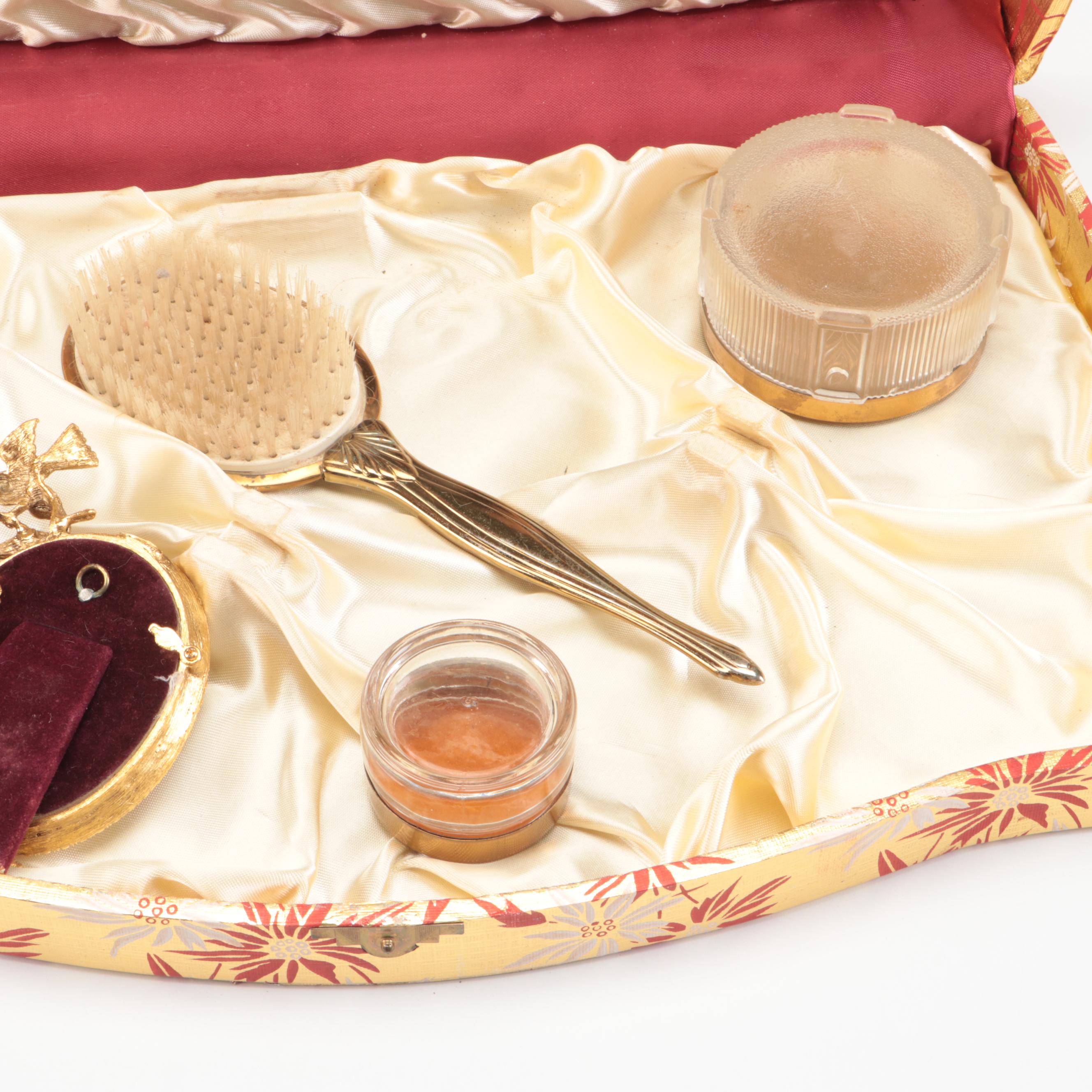 Belleek and Limoges Porcelainware, Gilt Hair Brush, Vanity Boxes and Frames