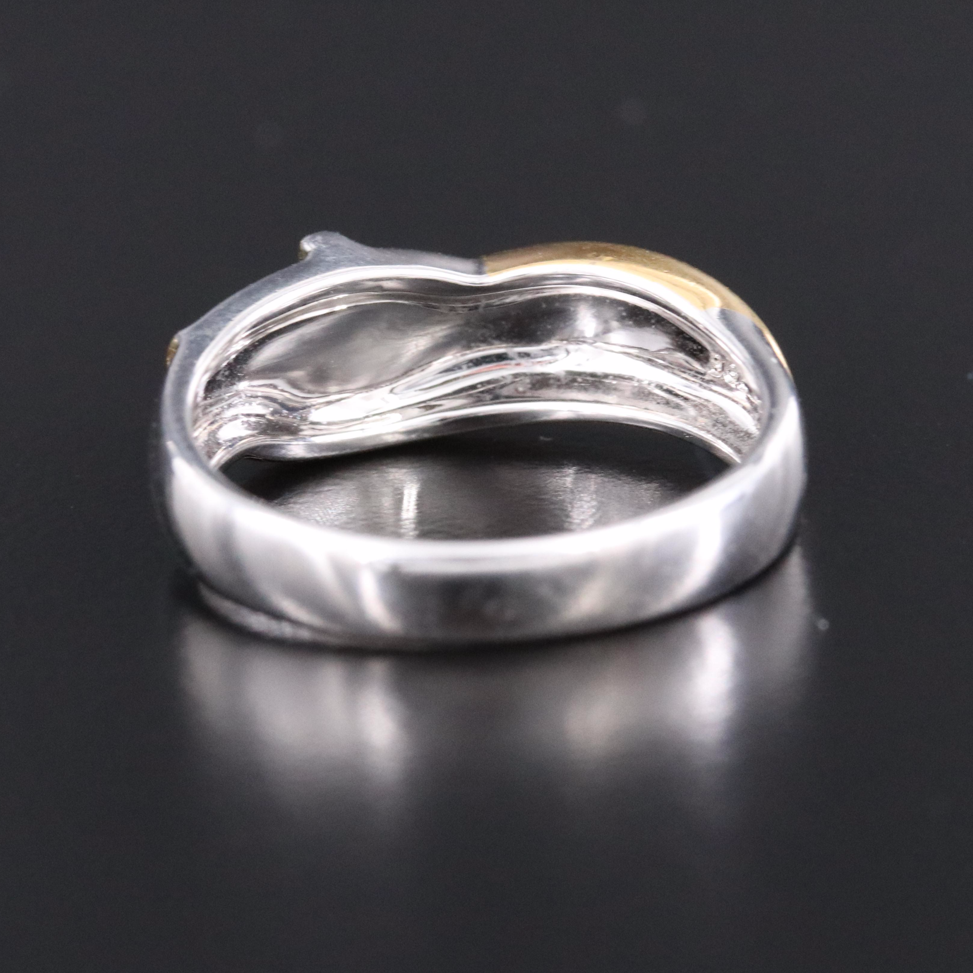 Sterling Diamond Cross and Foot Print Religious Band Ring