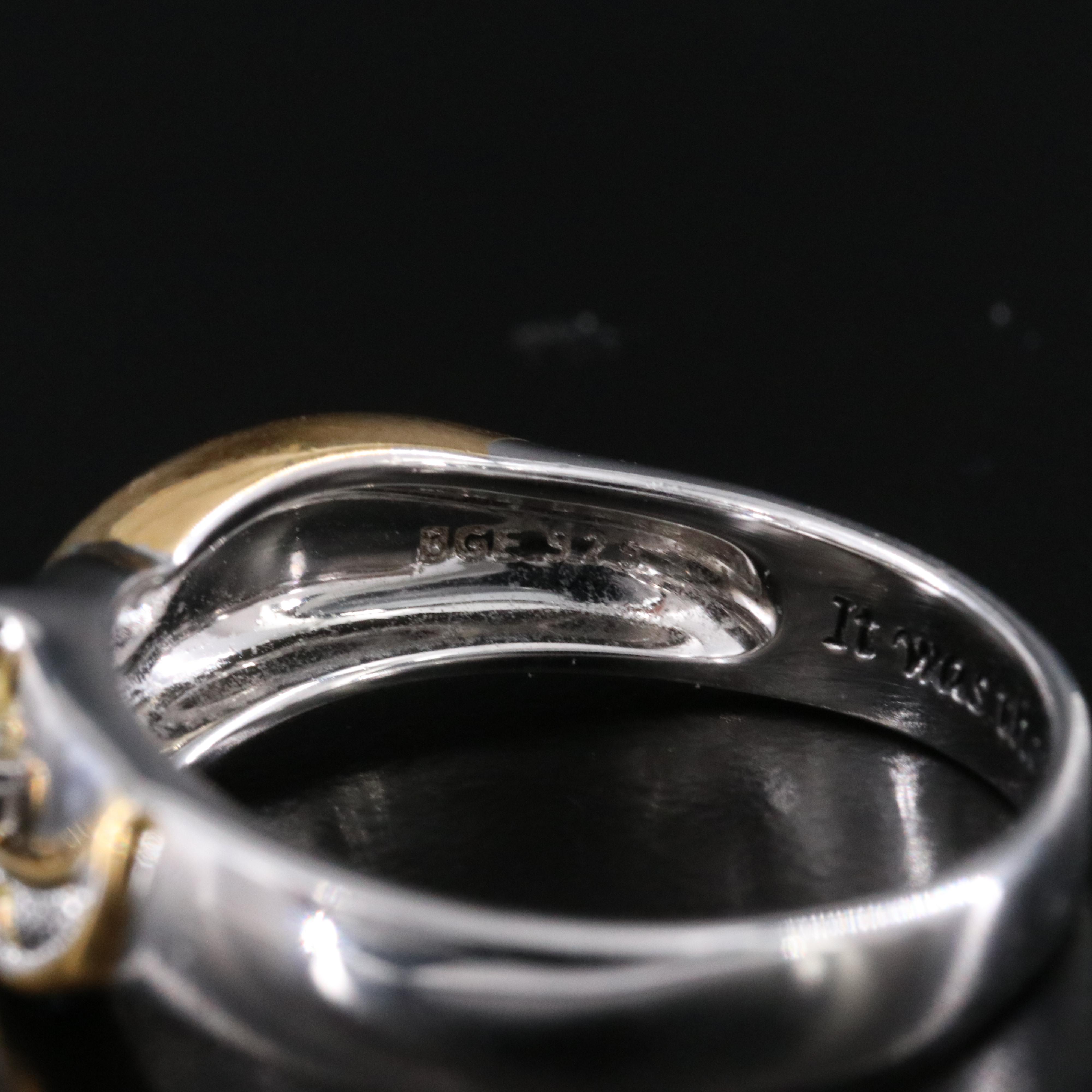 Sterling Diamond Cross and Foot Print Religious Band Ring