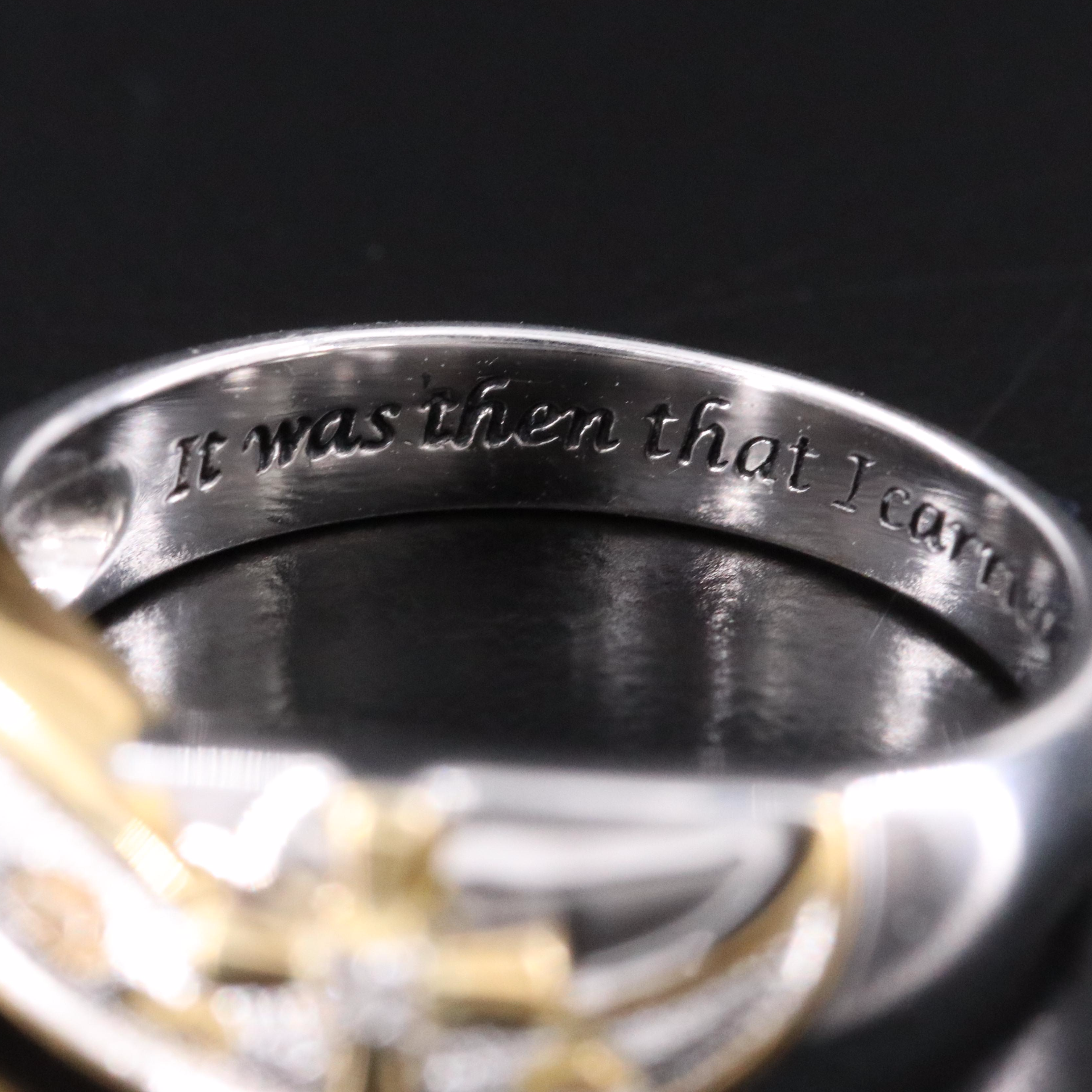 Sterling Diamond Cross and Foot Print Religious Band Ring