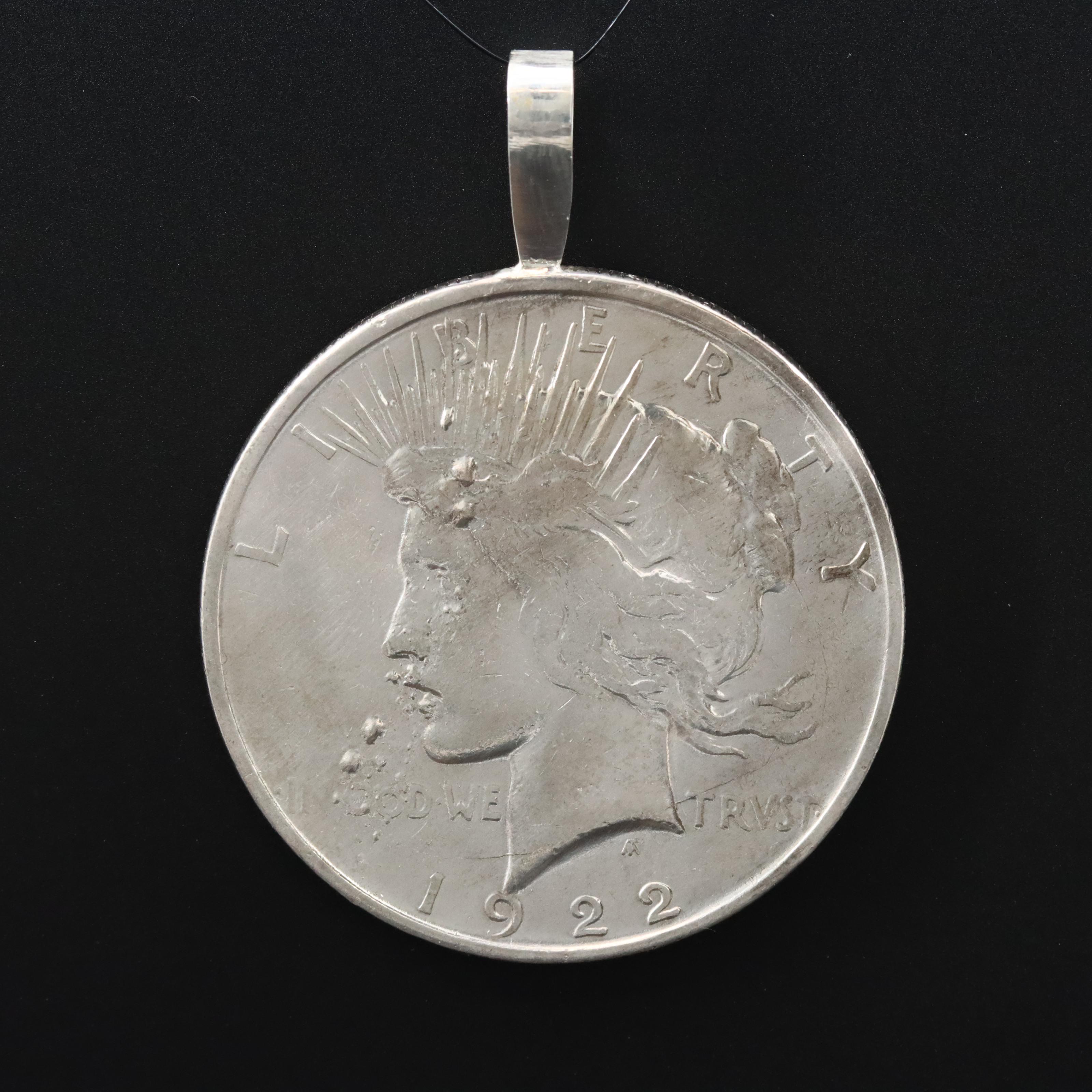 1922 Peace Silver Dollar Coin Pendant