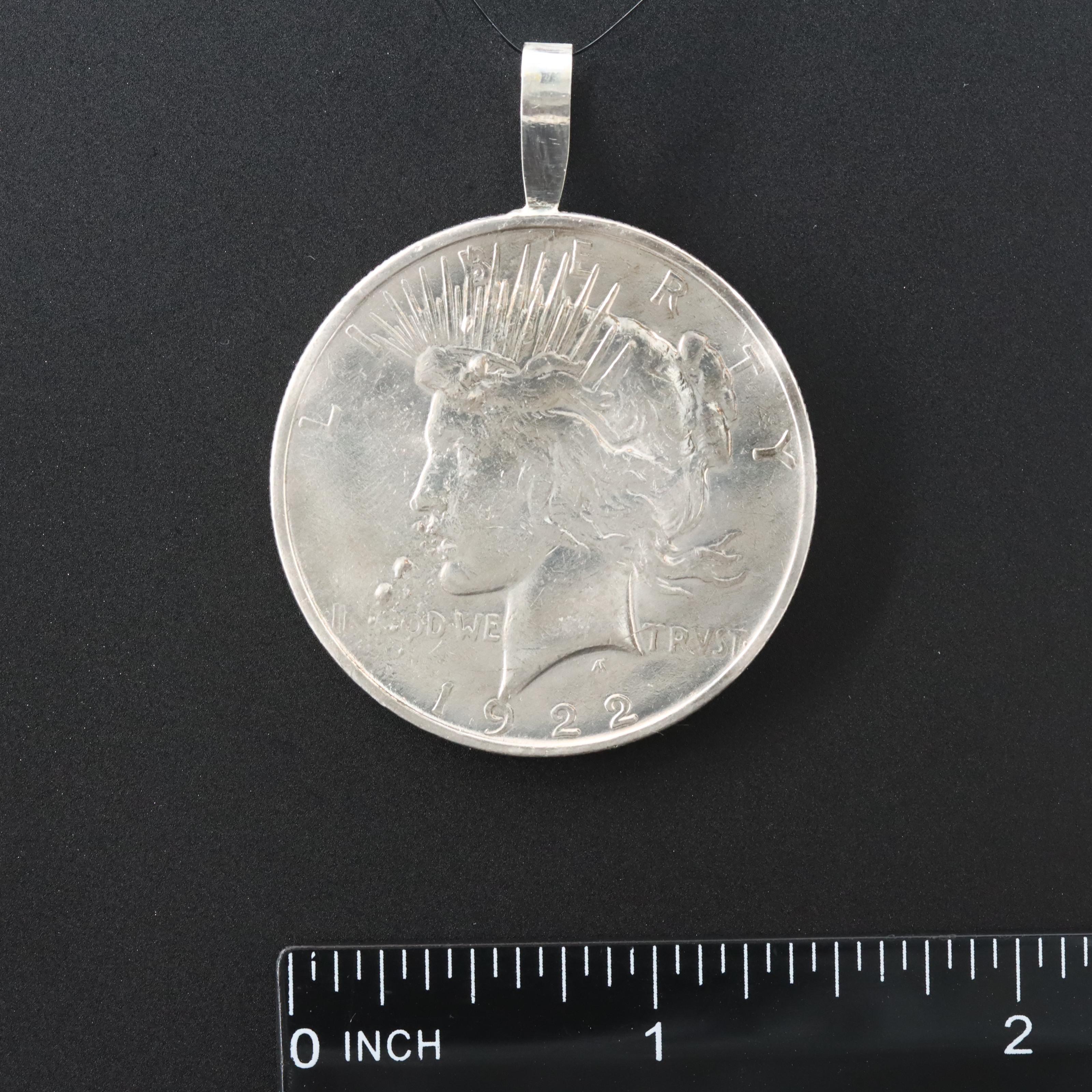 1922 Peace Silver Dollar Coin Pendant