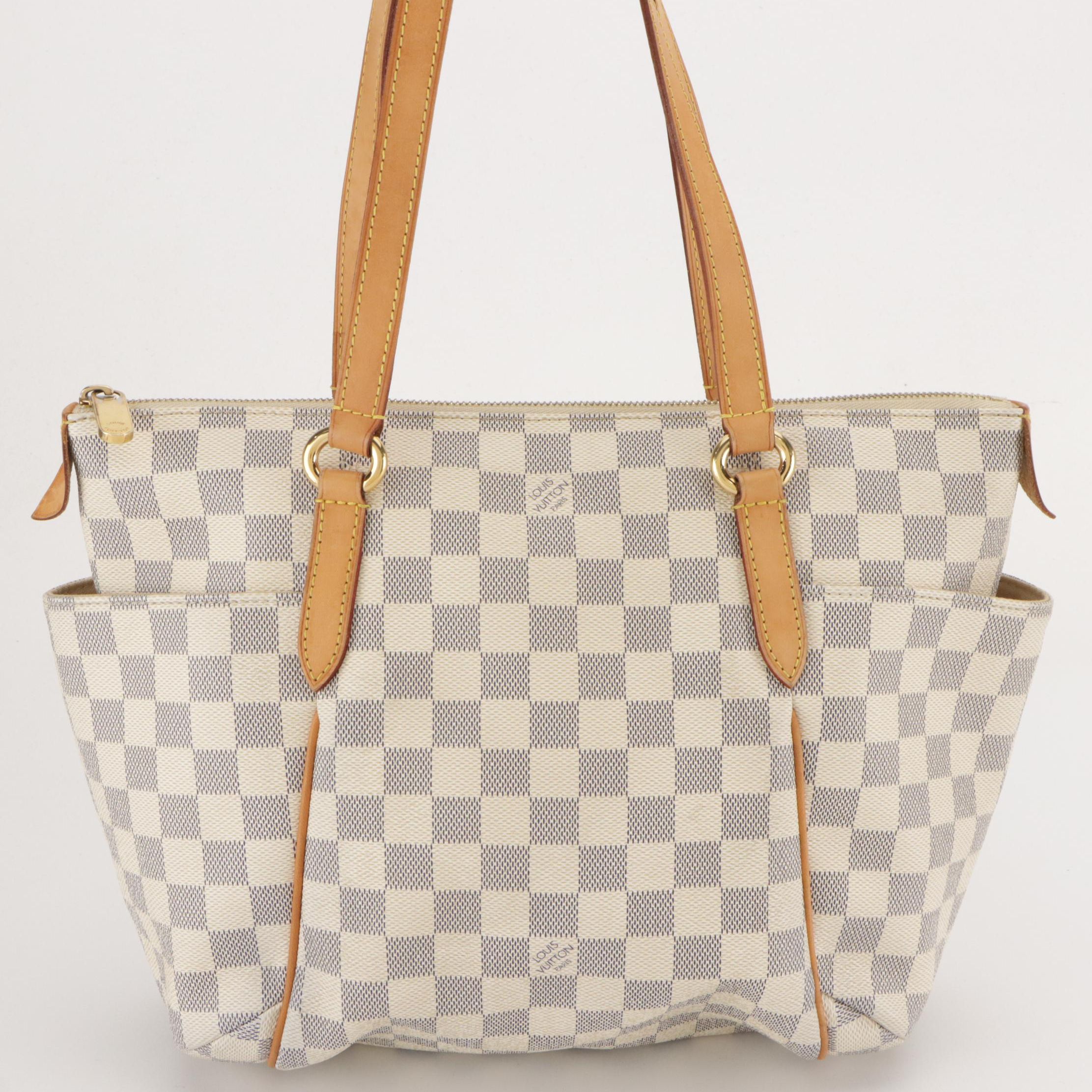 Louis Vuitton Totally PM Shoulder Bag in Damier Azur Canvas and Leather Trim