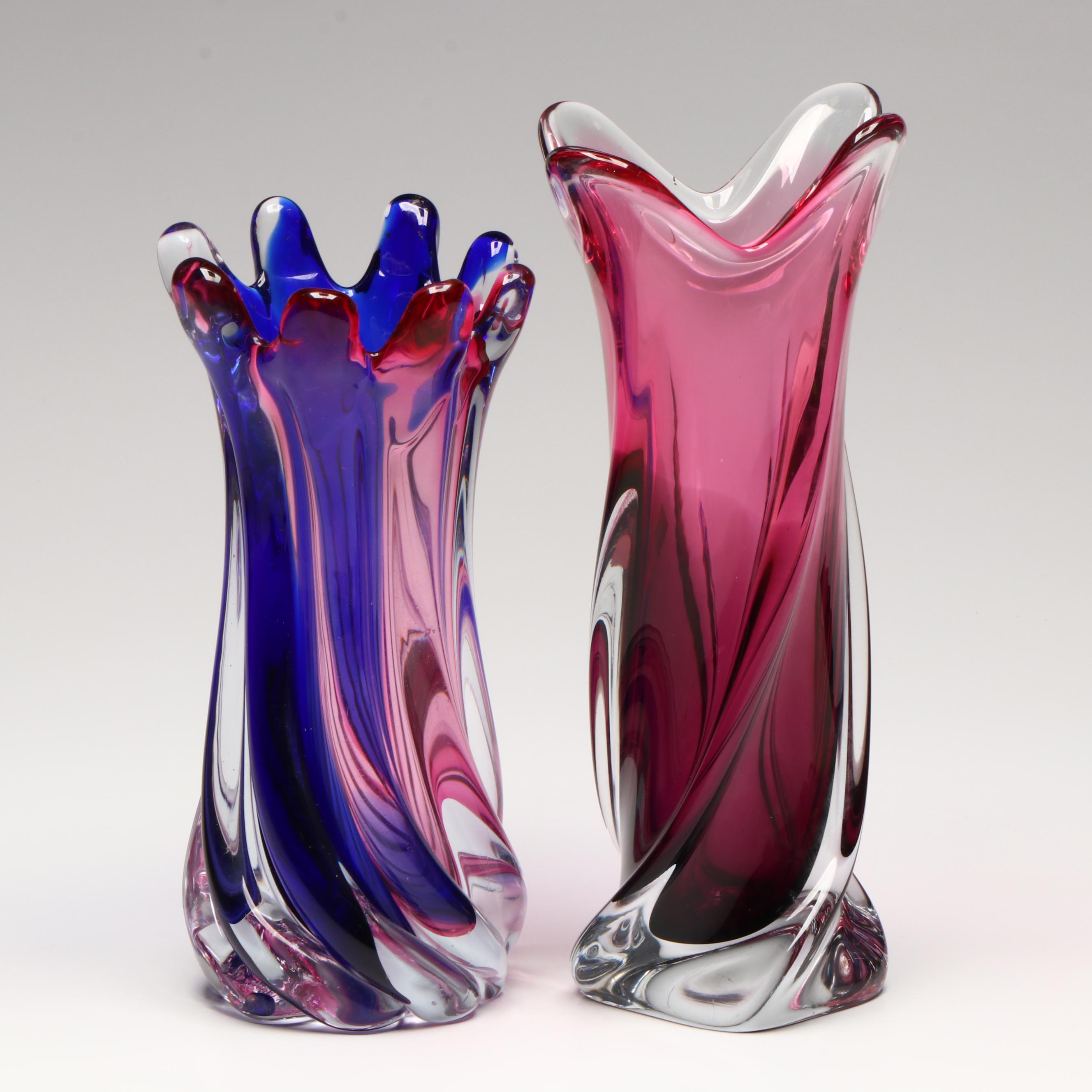 Chřibská and Other Art Glass Swirl Vases