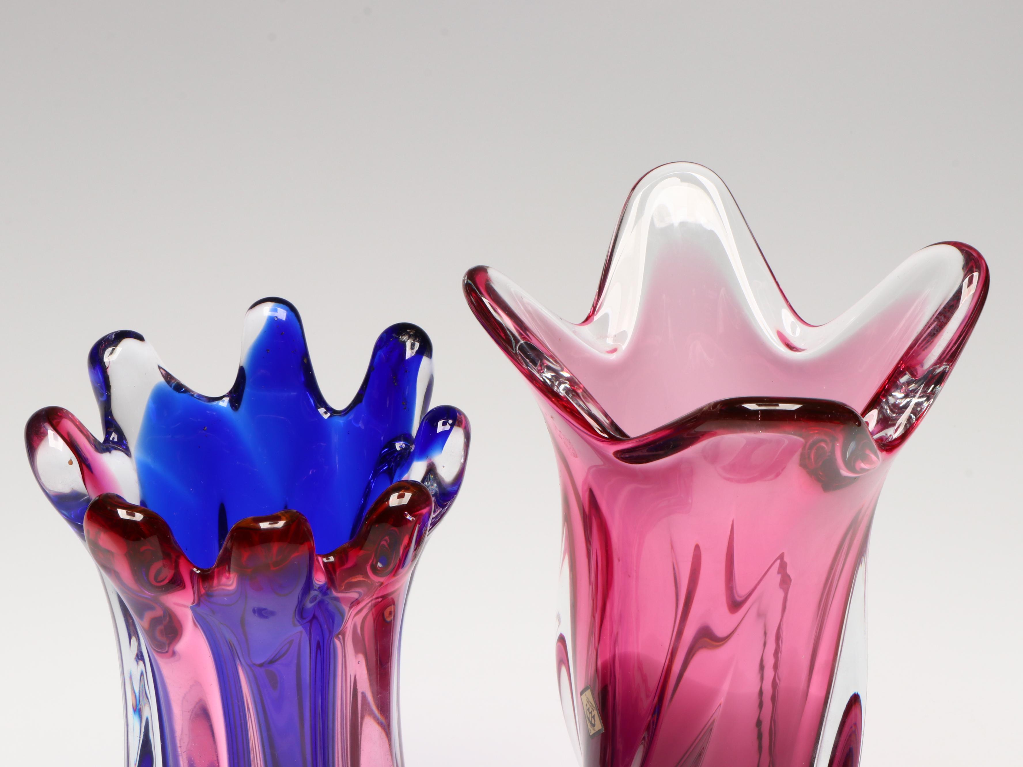 Chřibská and Other Art Glass Swirl Vases