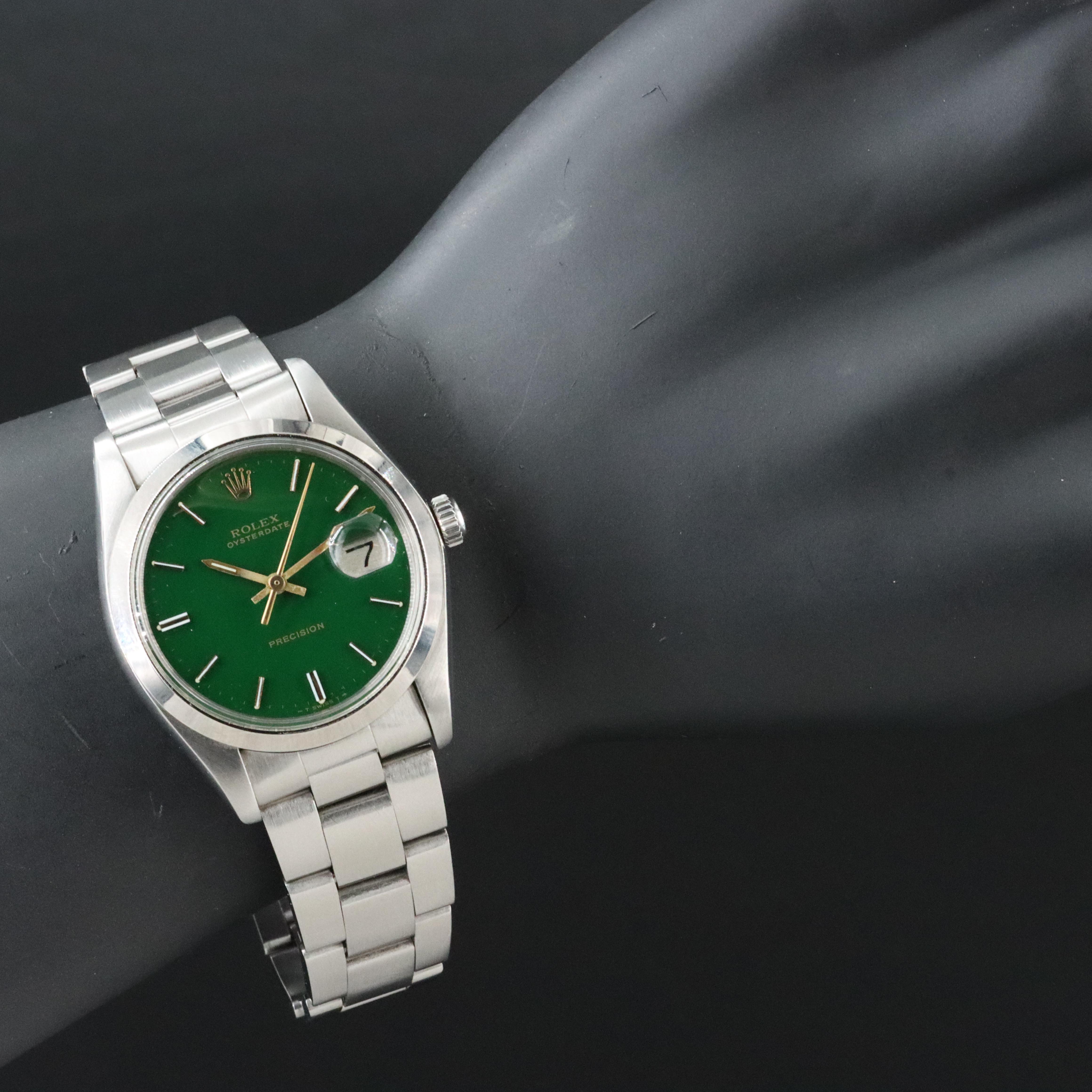 Rolex Stella Green Lacquer Enamel Dial Oysterdate 6694 Watch