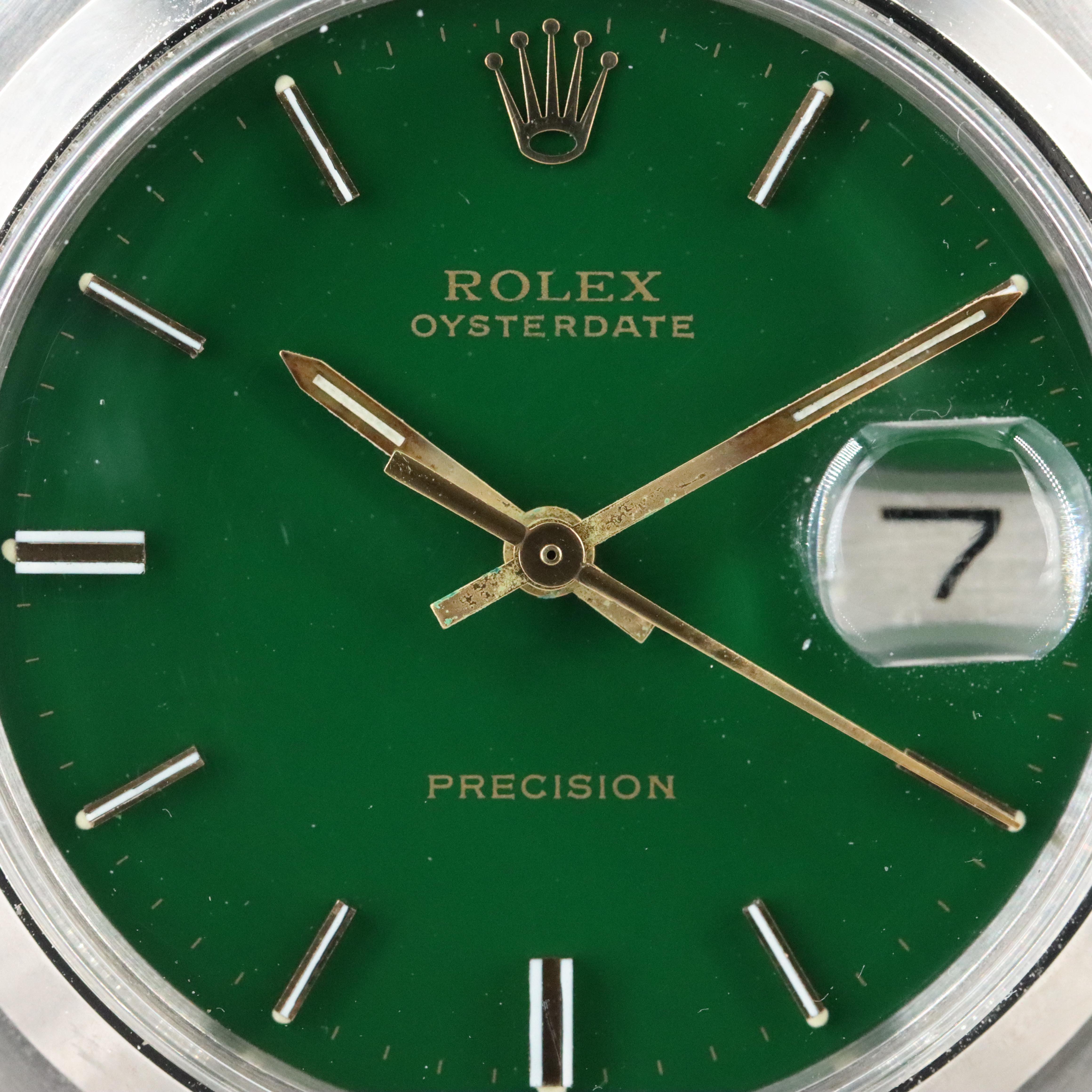 Rolex Stella Green Lacquer Enamel Dial Oysterdate 6694 Watch