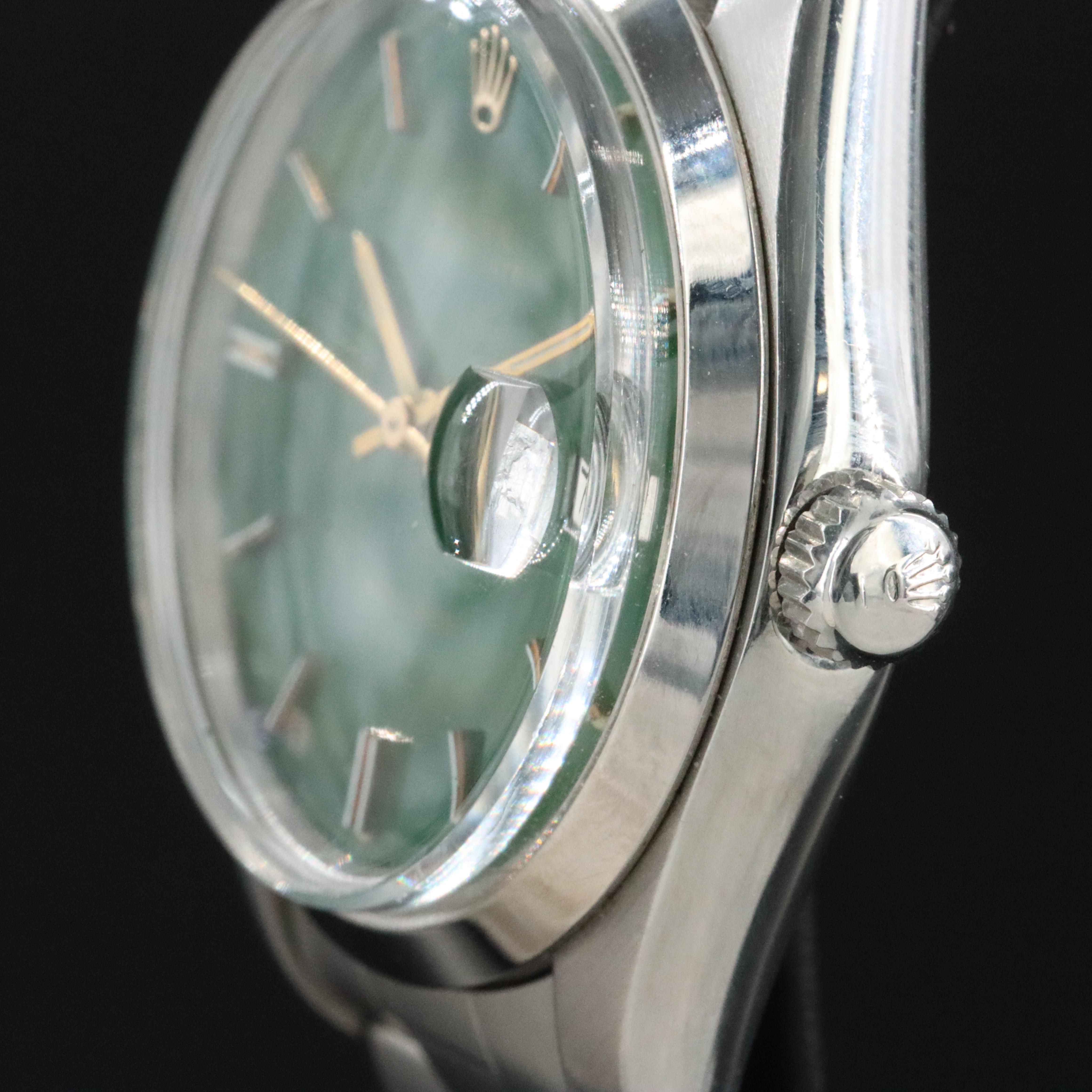 Rolex Stella Green Lacquer Enamel Dial Oysterdate 6694 Watch