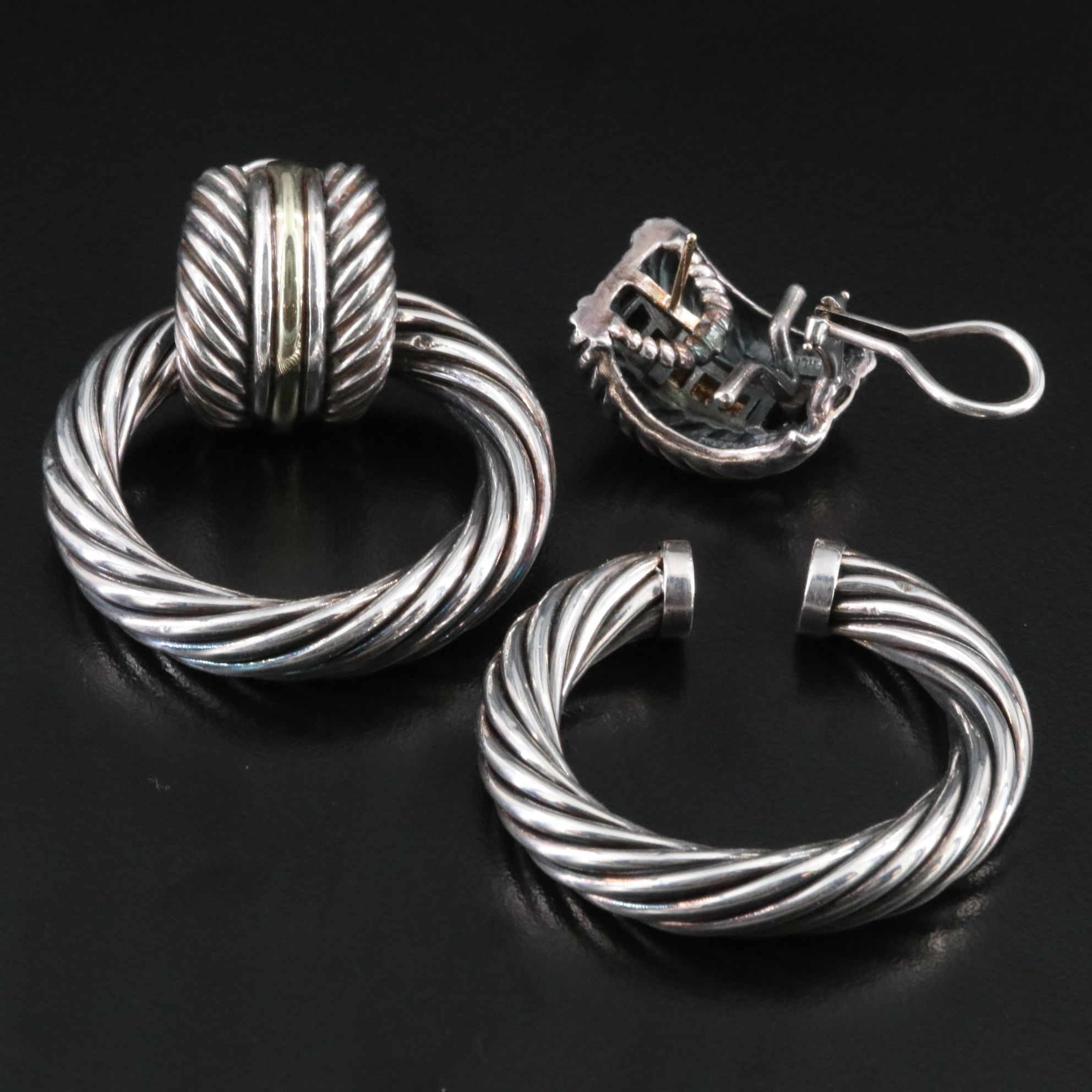 David Yurman Sterling and 14K  Door Knocker Earrings with Removable Hoops
