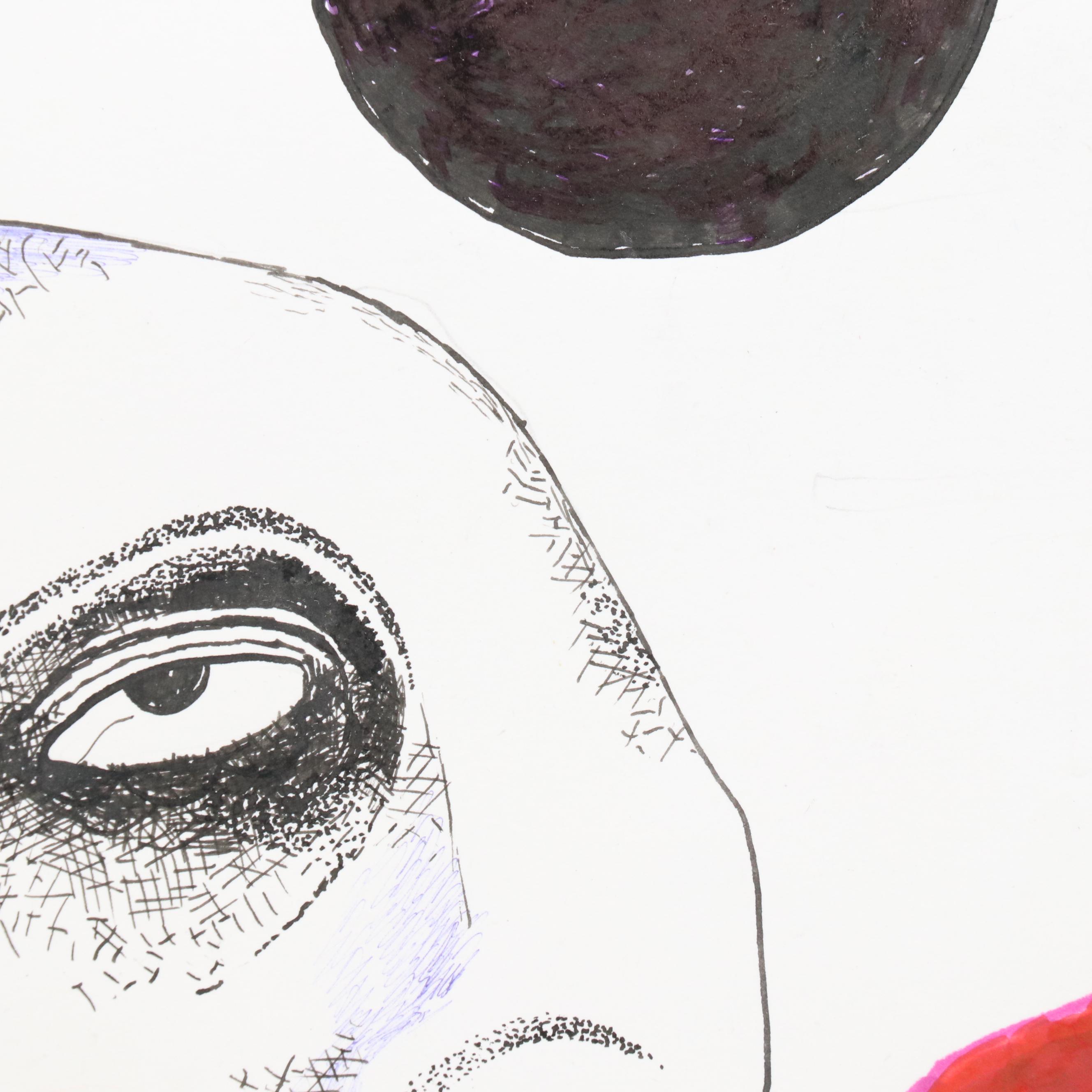 Nikolay "Kuk" Manuylov Figural Surrealist Mixed Media Drawing, 2013