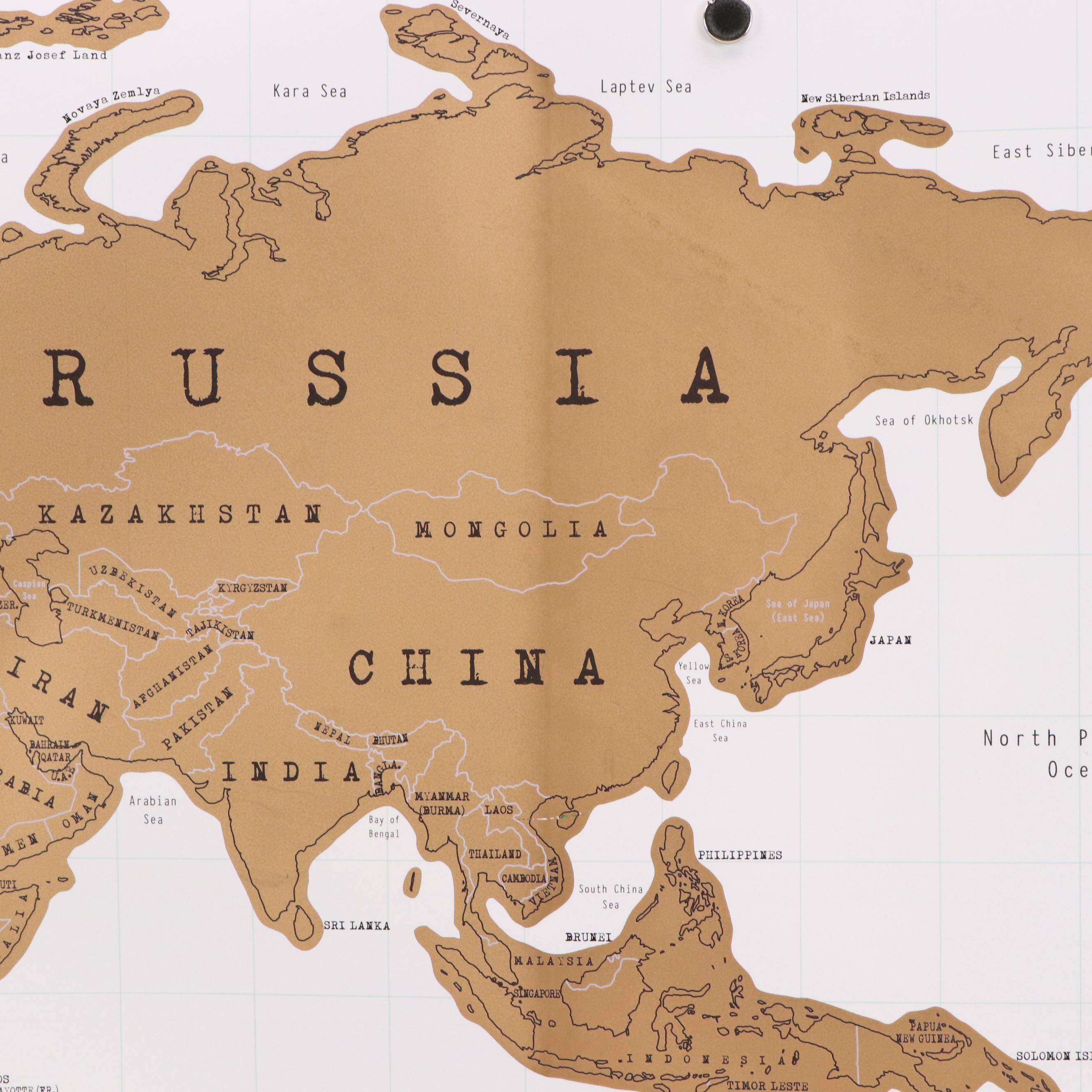 Luckies World Scratch Map Designed by Xavier Unwin, 21st Century