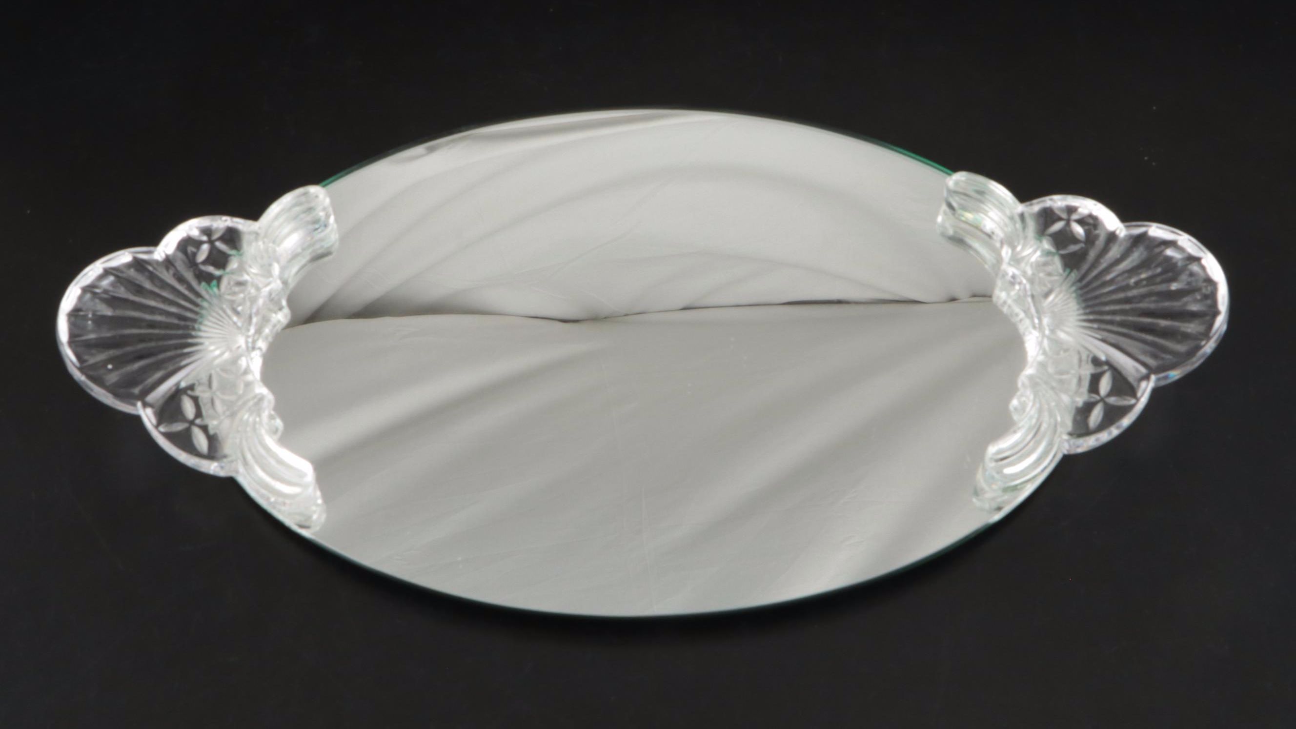 Towle Silver Plate Vanity Set with Linder Alarm Clock and Farms Glass Oil Lamps