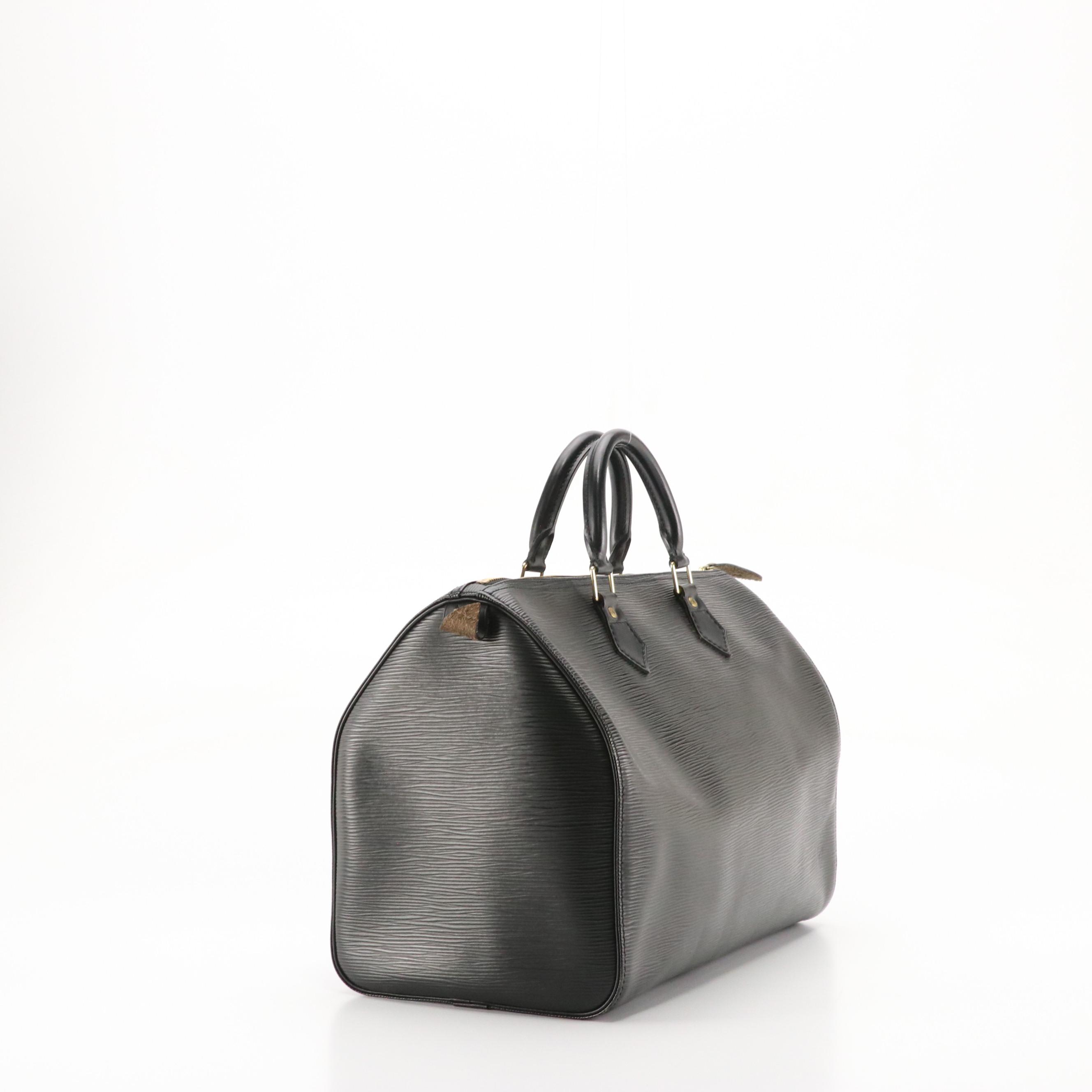 Louis Vuitton Speedy 35 in Black Epi and Smooth Leather