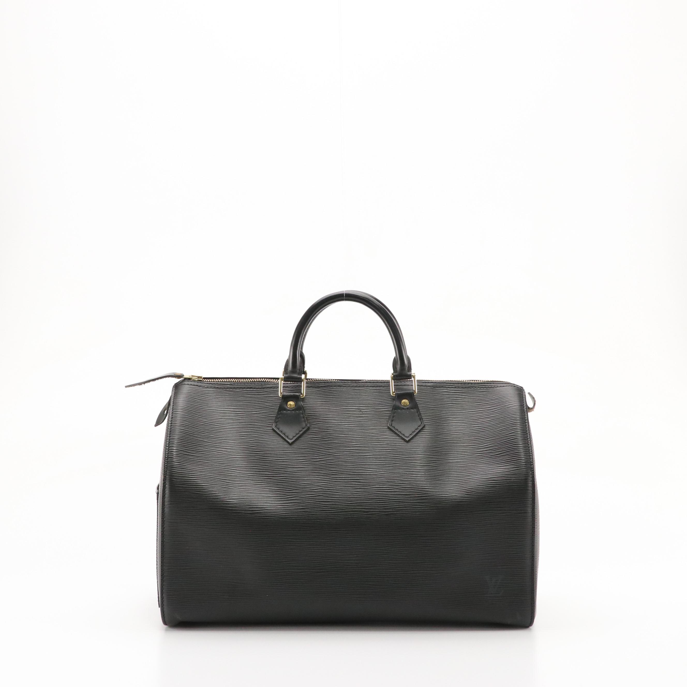 Louis Vuitton Speedy 35 in Black Epi and Smooth Leather