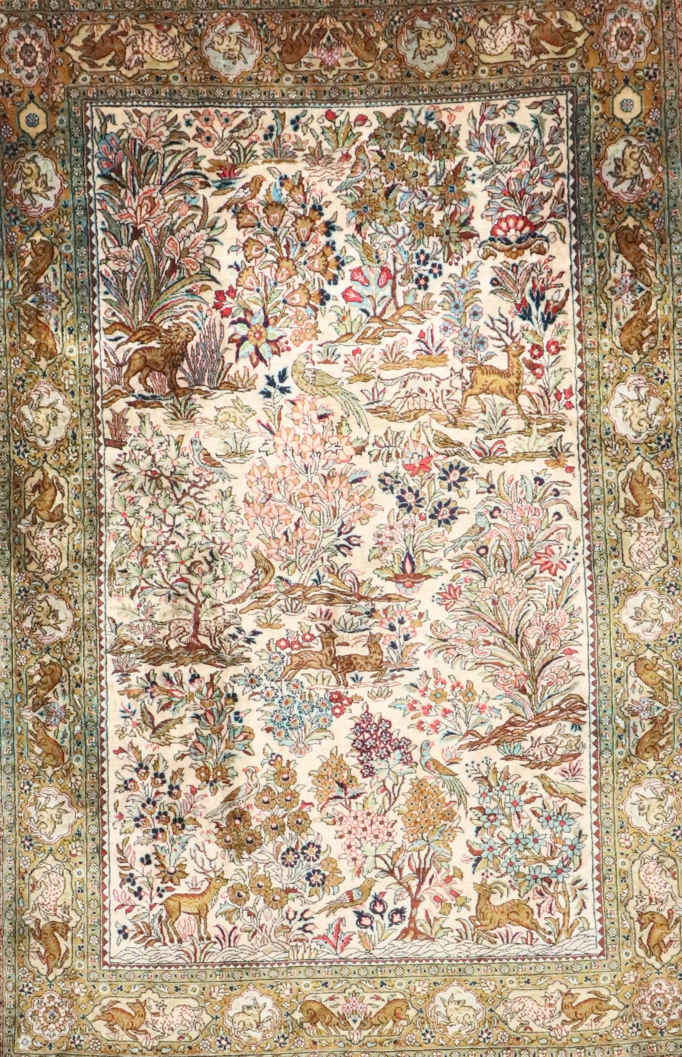 3'6 x 5'7 Hand-Knotted Persian Ravar Kerman Silk Area Rug