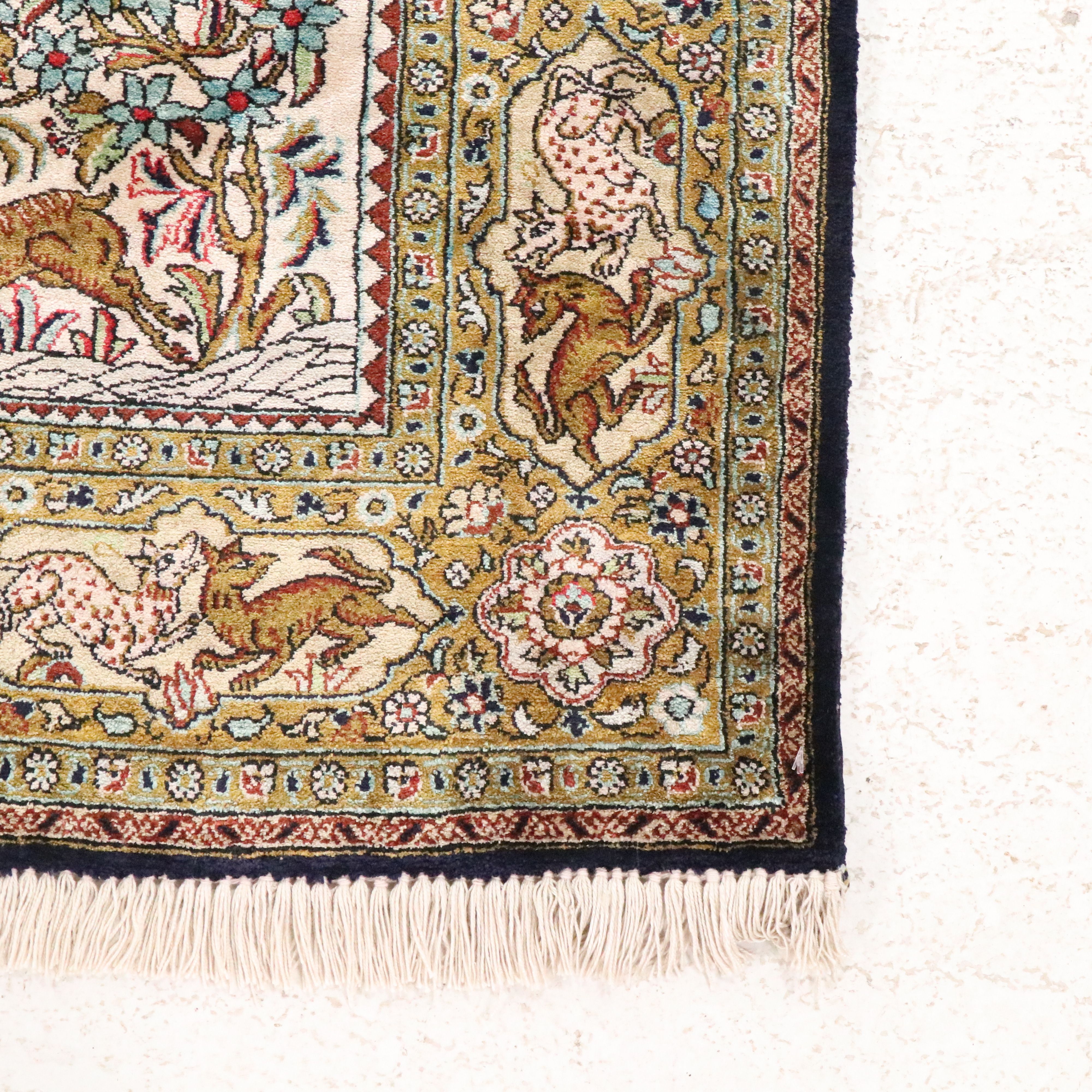 3'6 x 5'7 Hand-Knotted Persian Ravar Kerman Silk Area Rug