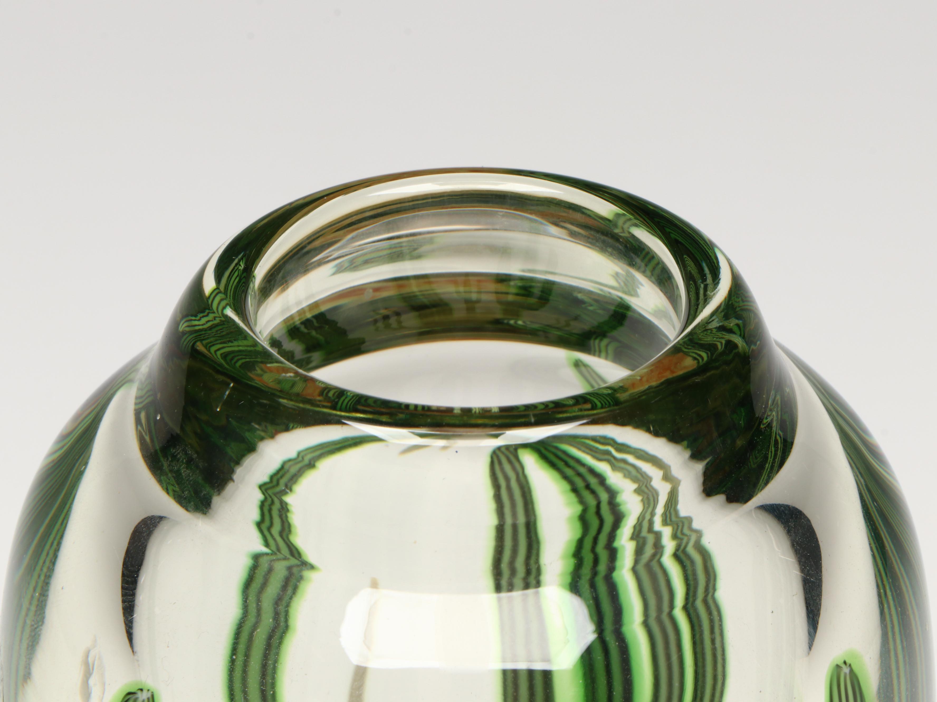 Orient & Flume Beyers Hudin Art Glass Cactus Vase, 1985