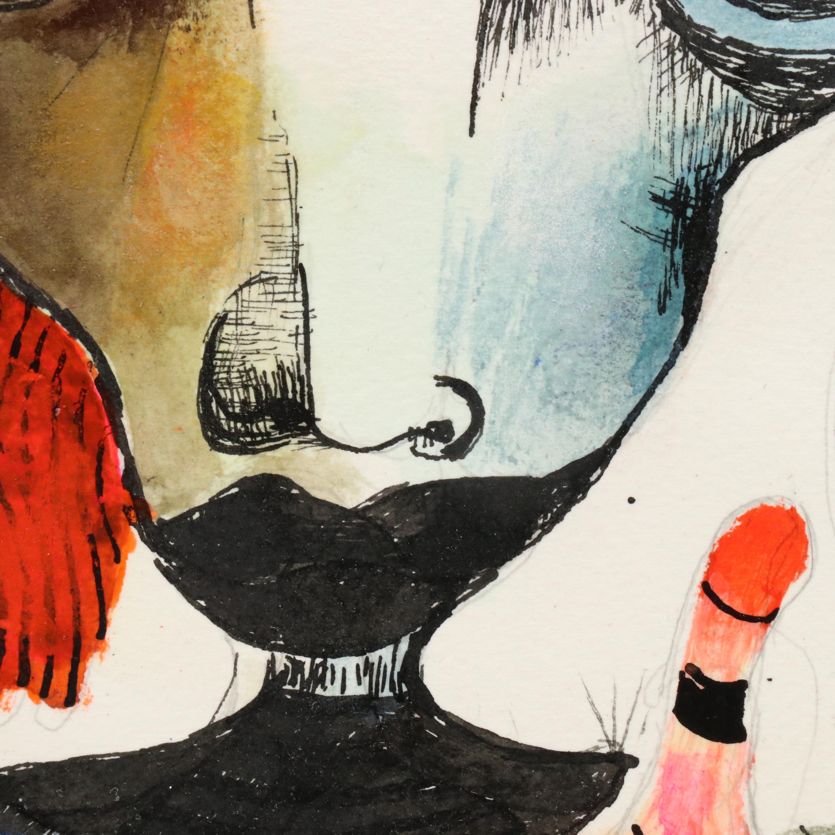 Nikolay "Kuk" Manuylov Figural Surrealist Mixed Media Painting, 2021