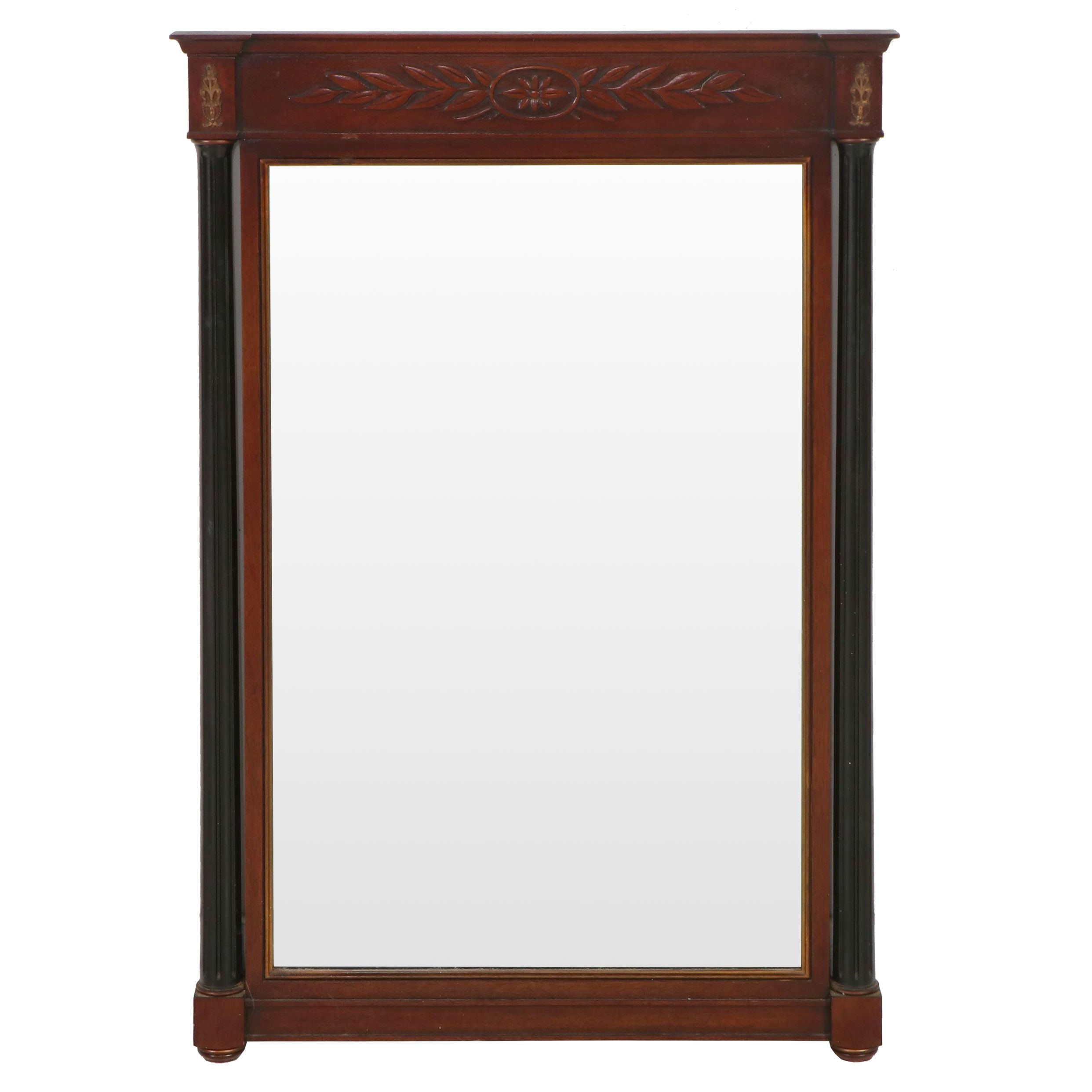 Directoire Style Wood with Brass Decal Dresser Mirror