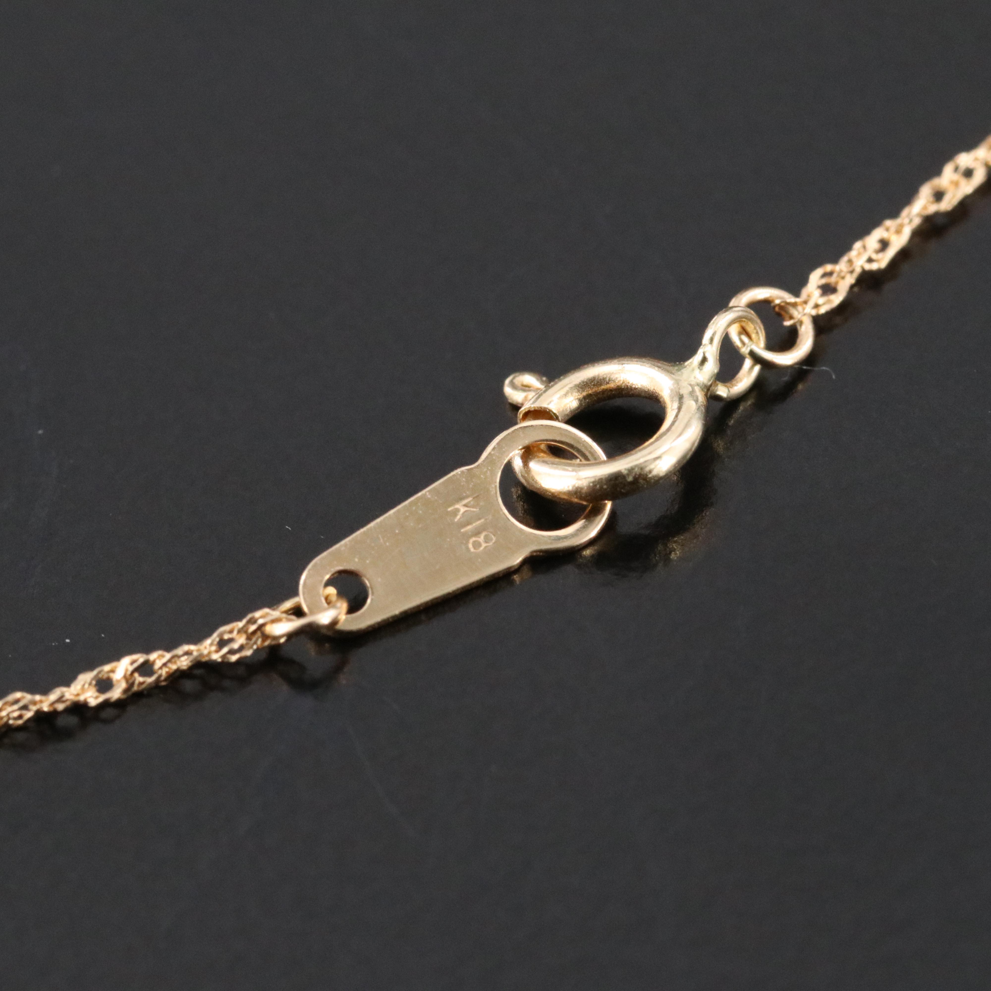 18K  Emerald and Diamond Twist Teardrop Pendant Necklace