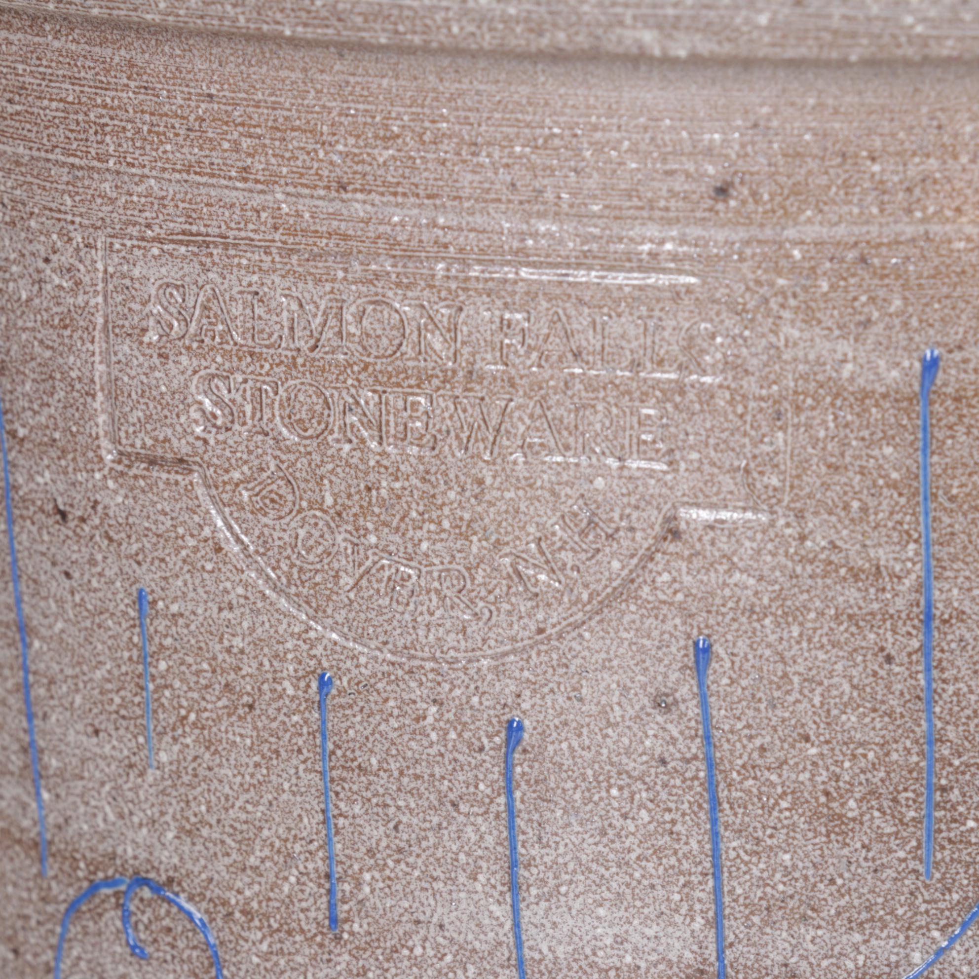 Salt Glazed Stoneware Crocks, Basket, and Utensil Holders with Wood Apples