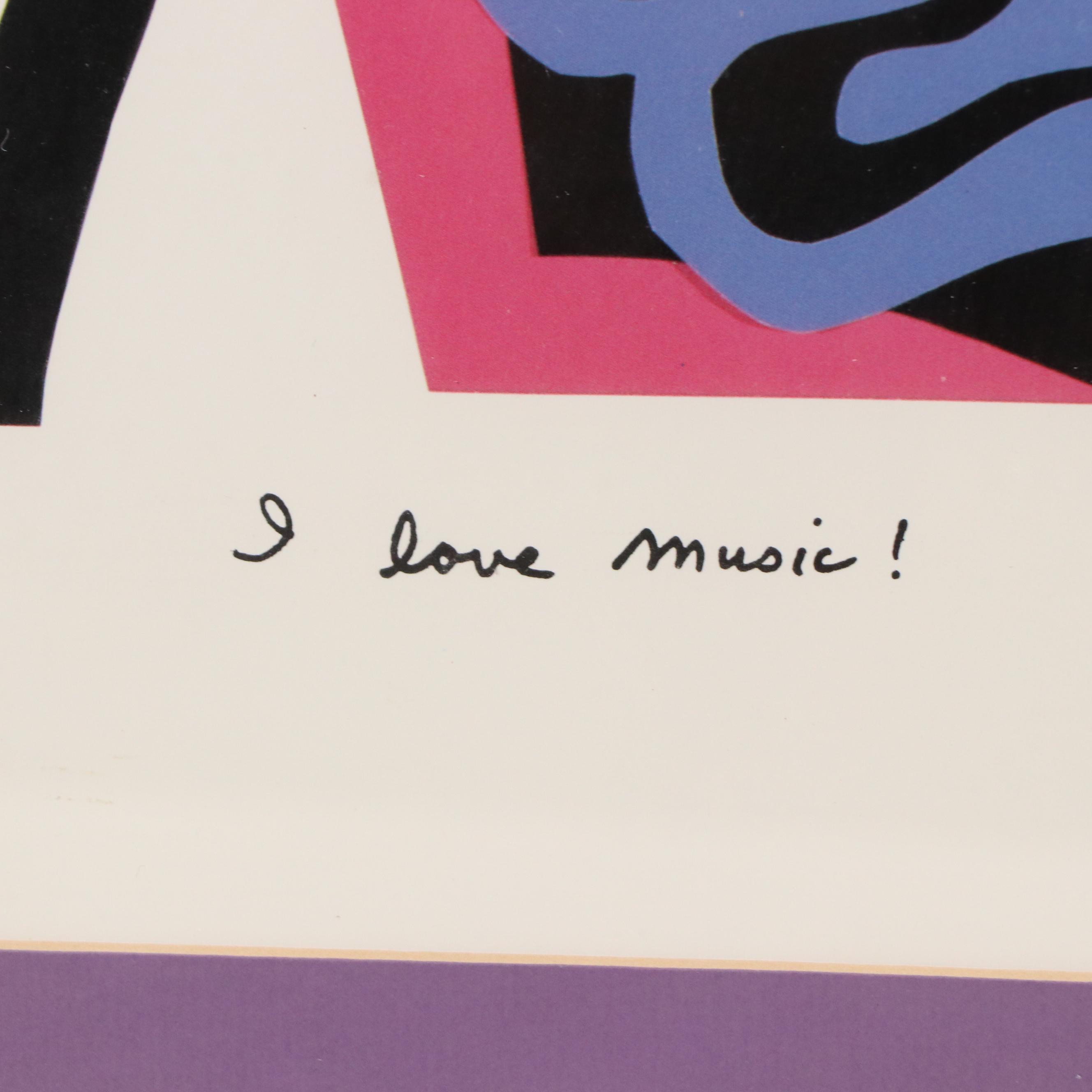 Alex Boies Offset Lithograph "I Love Music!"