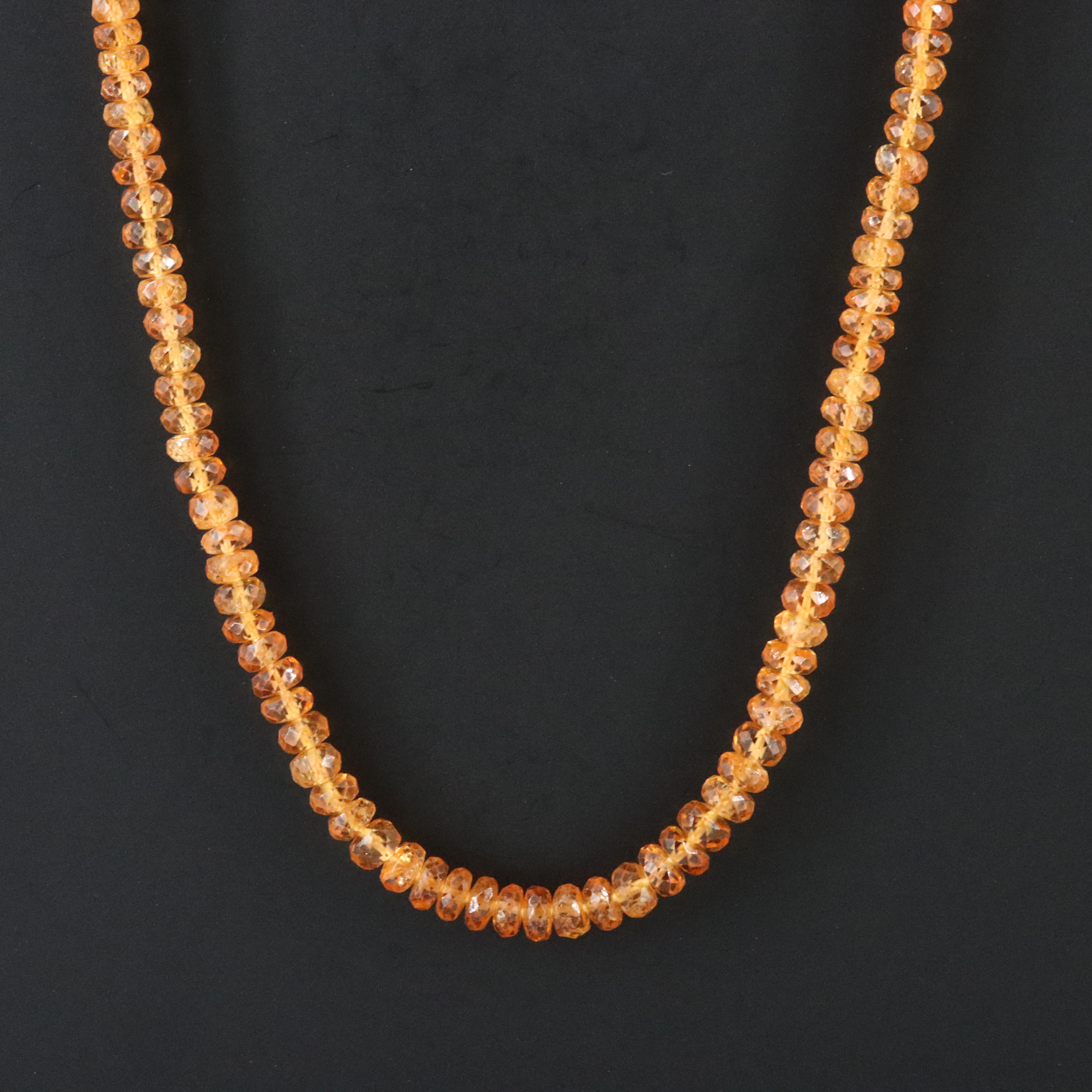 Spessartine Beaded Necklace with a Sterling Silver Clasp