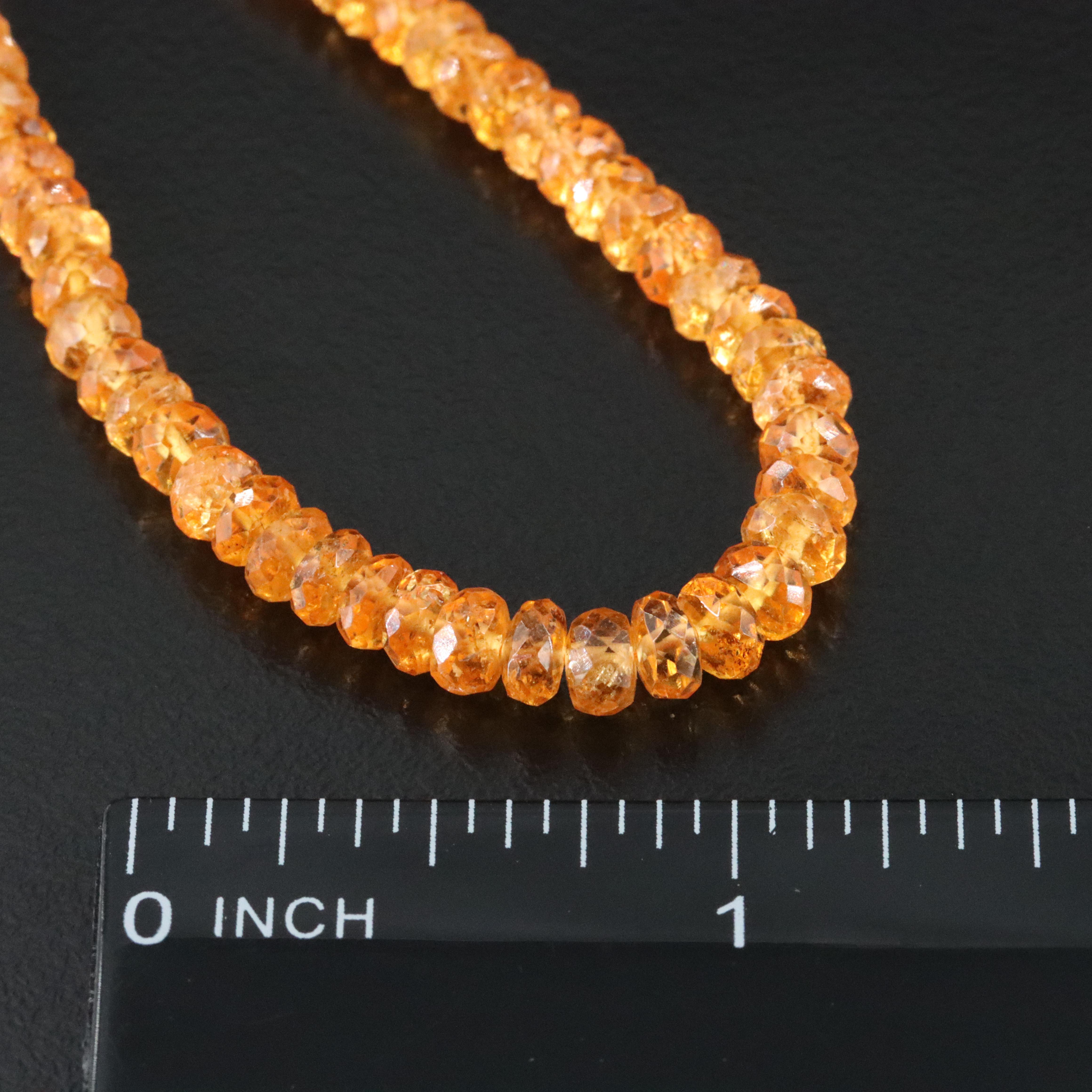 Spessartine Beaded Necklace with a Sterling Silver Clasp