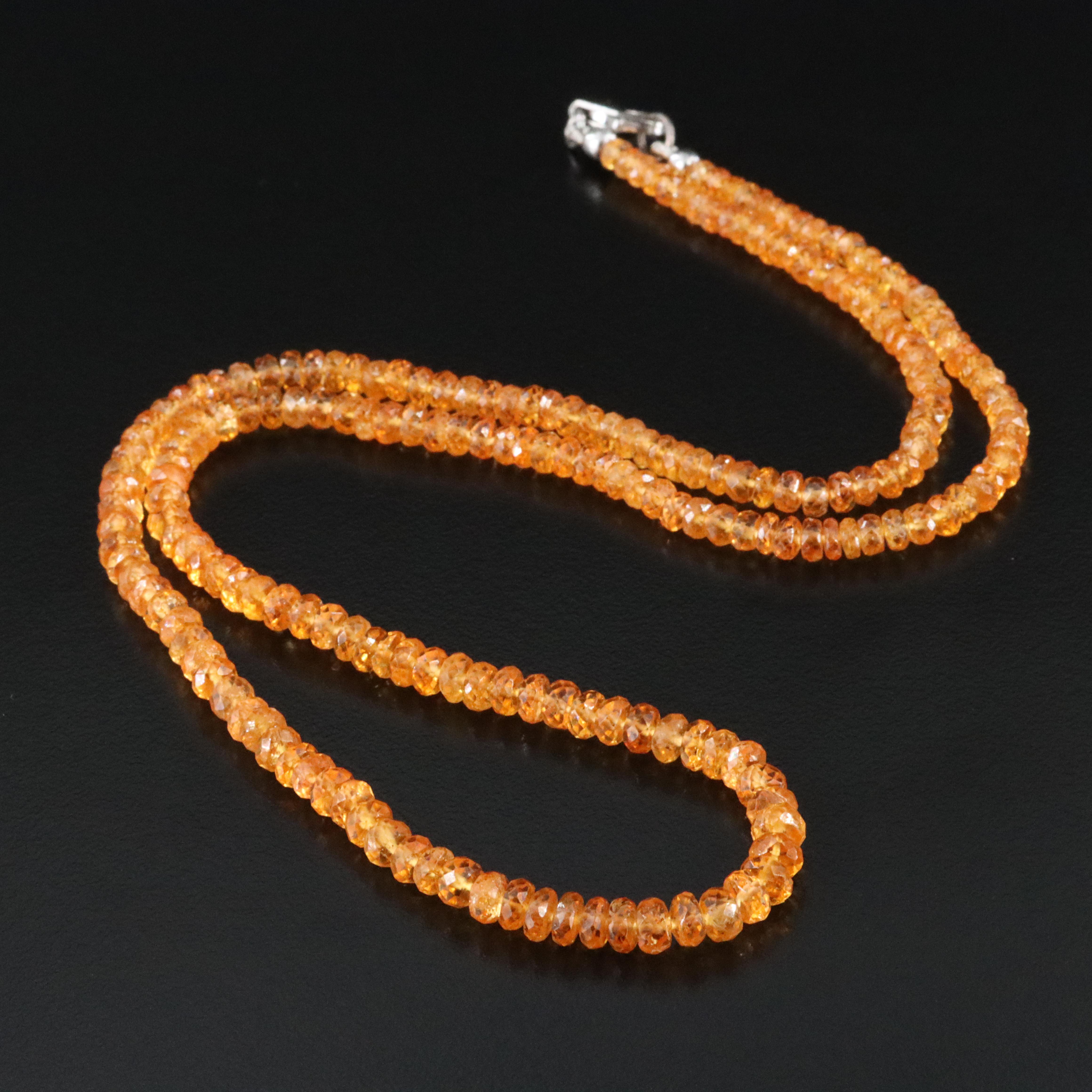 Spessartine Beaded Necklace with a Sterling Silver Clasp
