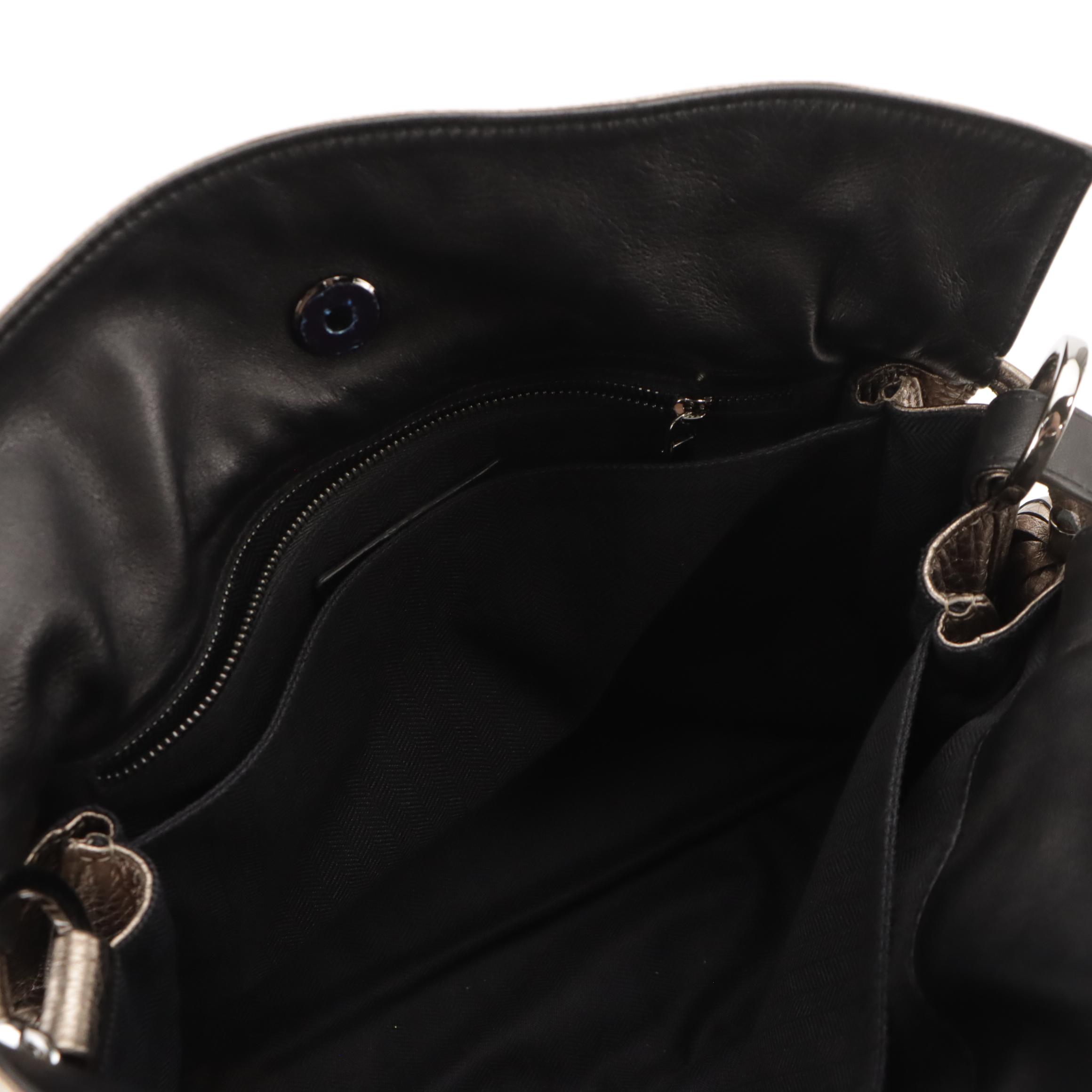 Loewe Flamenco Tassel Drawstring Crossbody Bag in Metallic Grained Calfskin