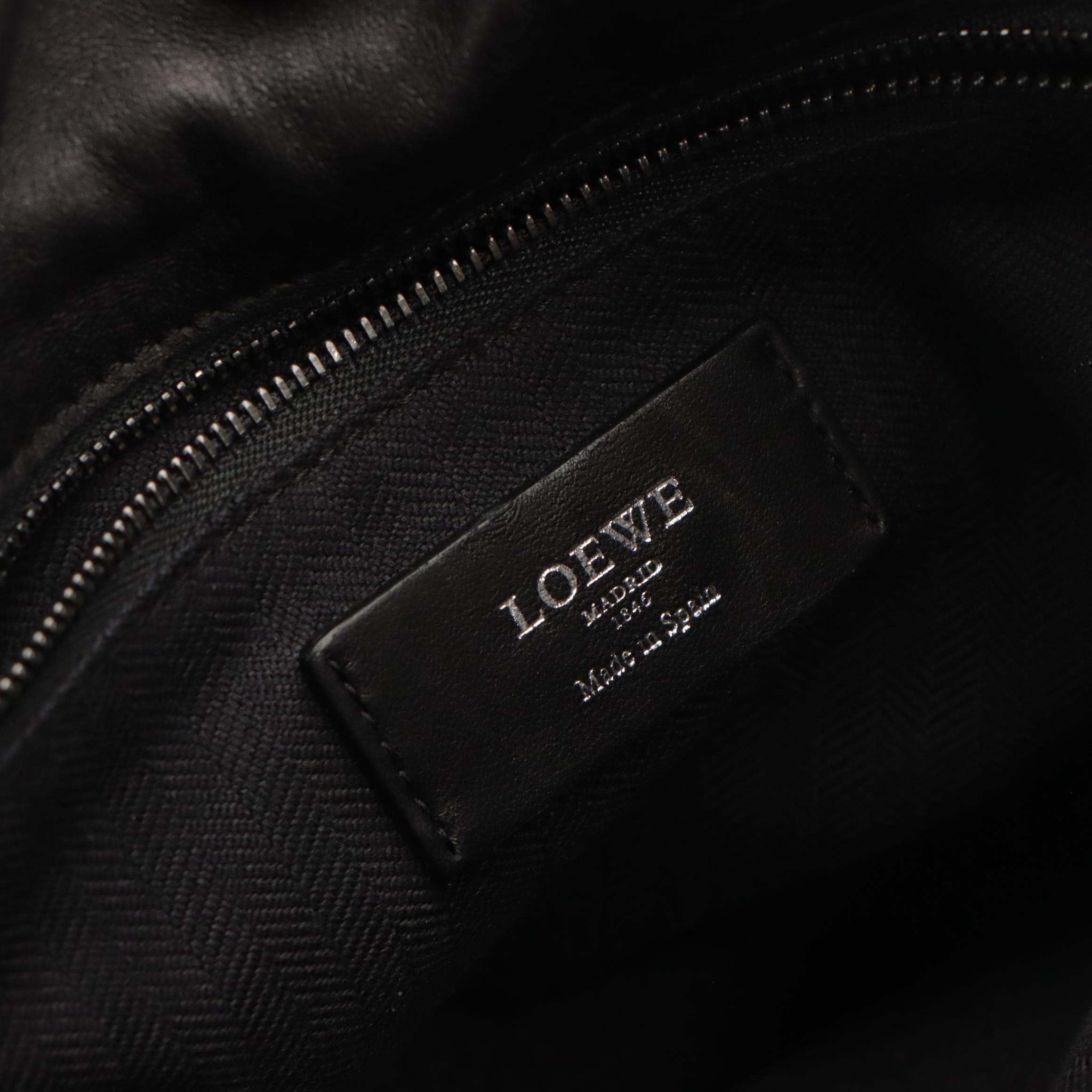 Loewe Flamenco Tassel Drawstring Crossbody Bag in Metallic Grained Calfskin