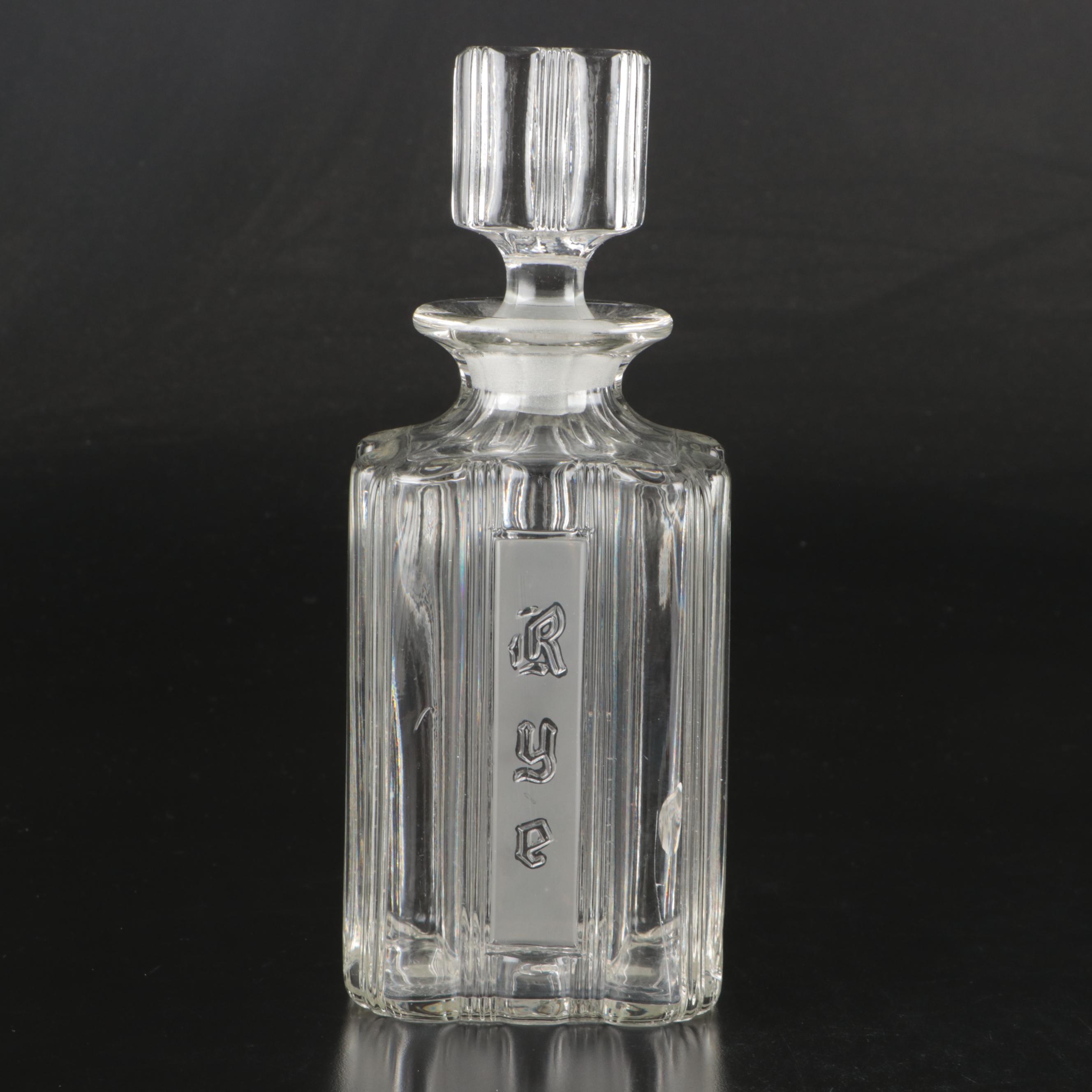 Mid Century Modern Style Glass Rye Decanter, Mid to Late 20th Century