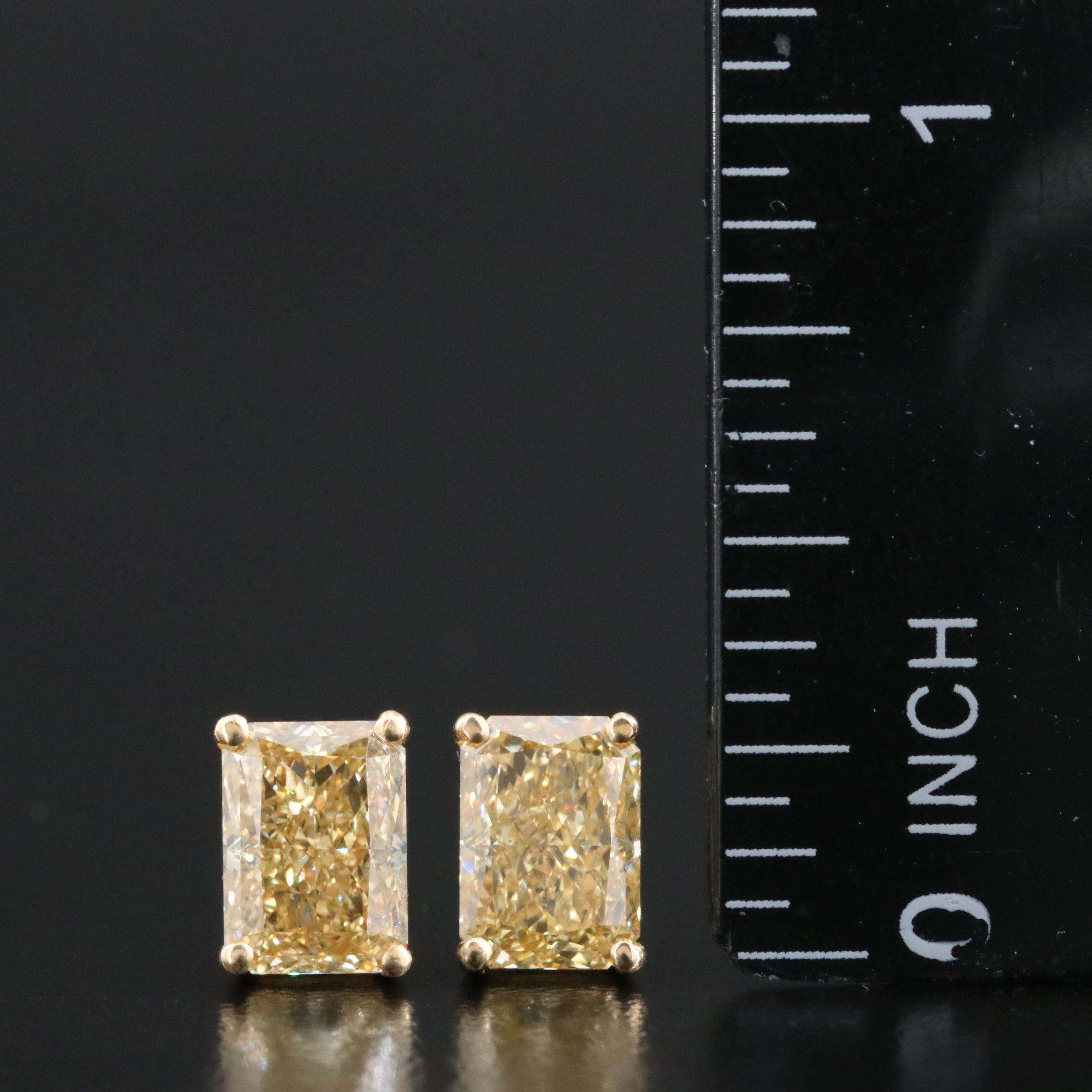 18K 2.09 CTW Fancy Yellow Lab Grown Diamond Stud Earrings with IGI Reports